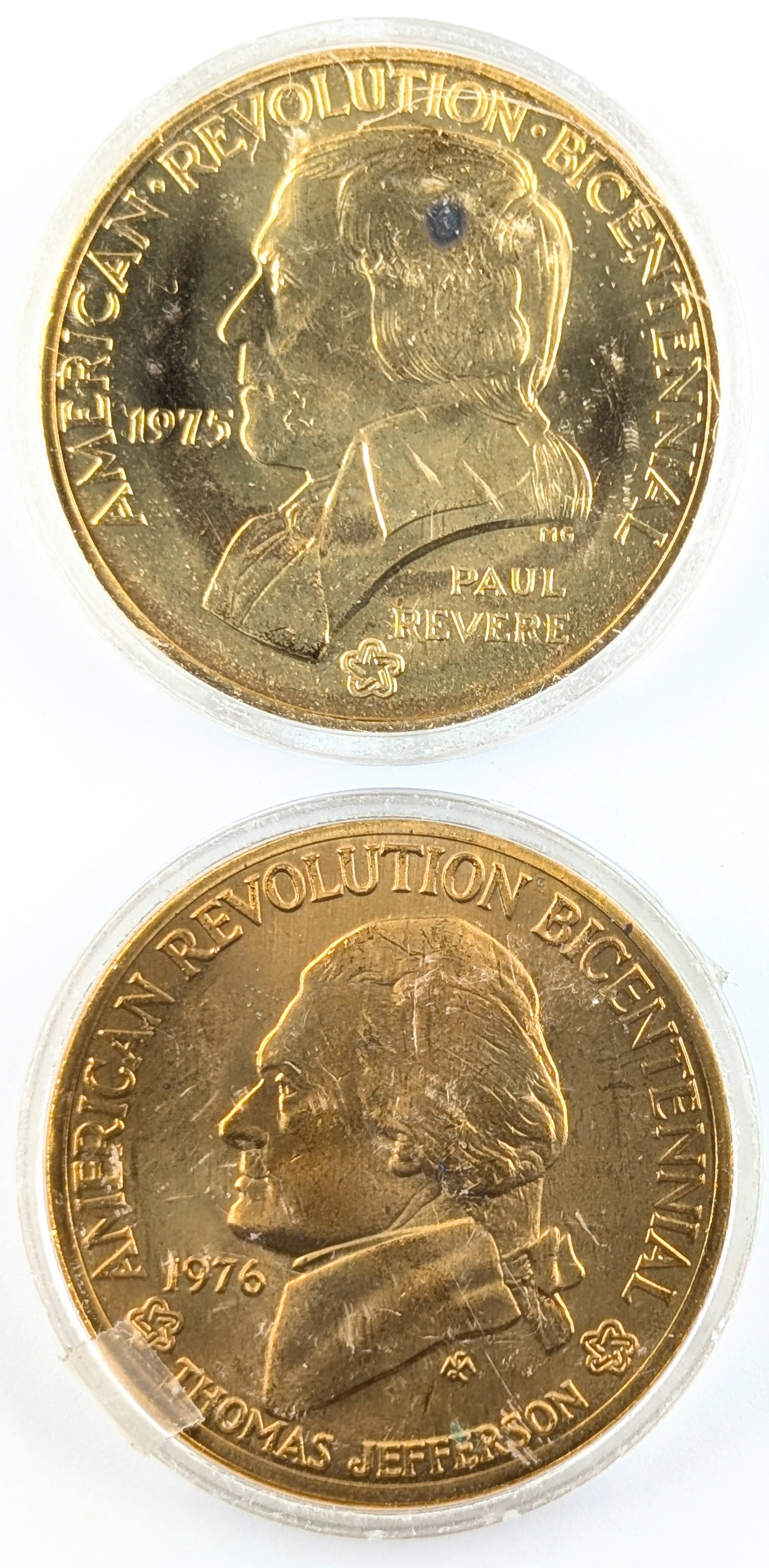 Lot of 2 American Revolution Bicentennial Medals - Paul Revere & Thomas Jefferson (1 of 2)