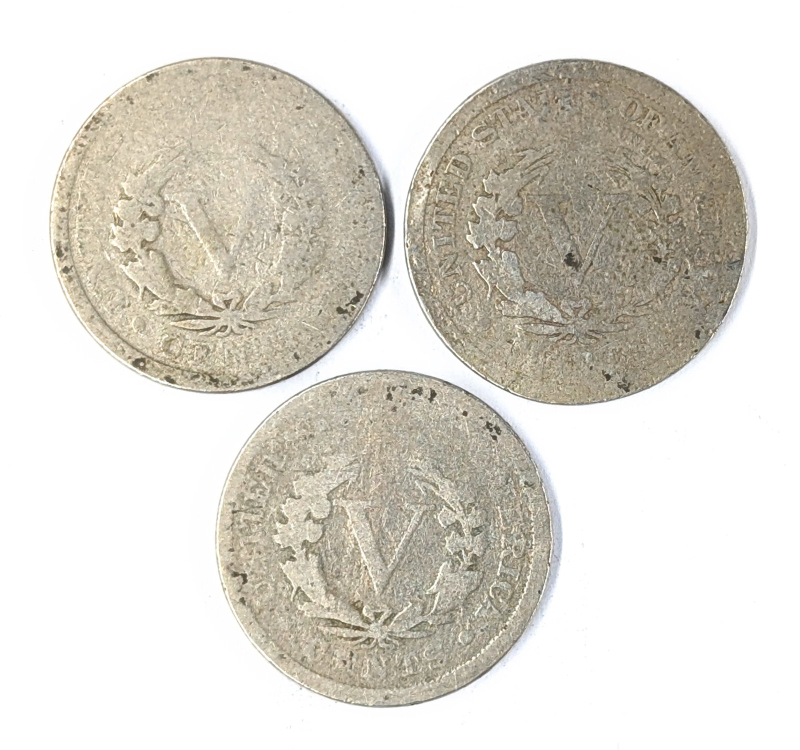 Lot of 3 Liberty V Nickels - 1897, 1898, 1899 - 2