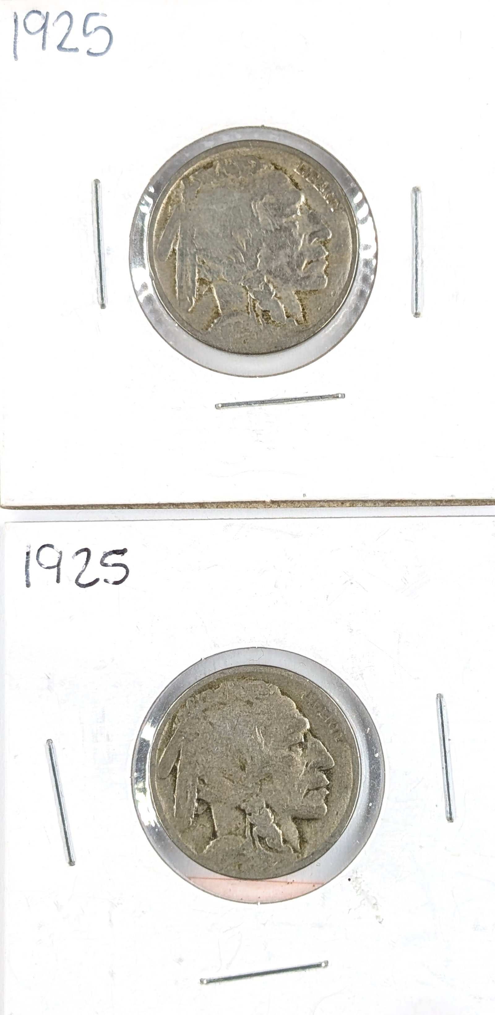 Lot of 2 Buffalo Head Nickels - Both 1925: Coin