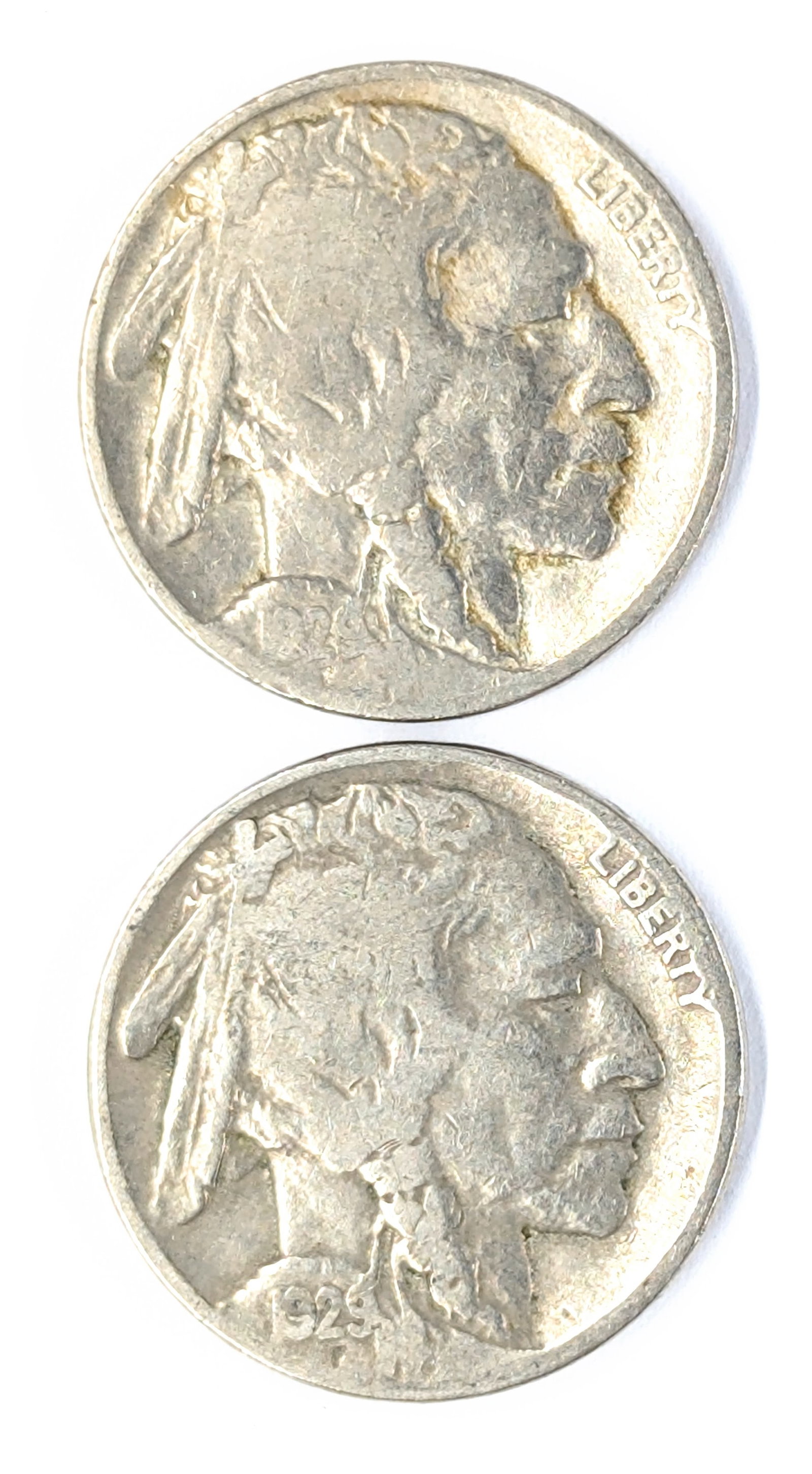 Lot of 2 Buffalo Head Nickels - Both 1929: Coin