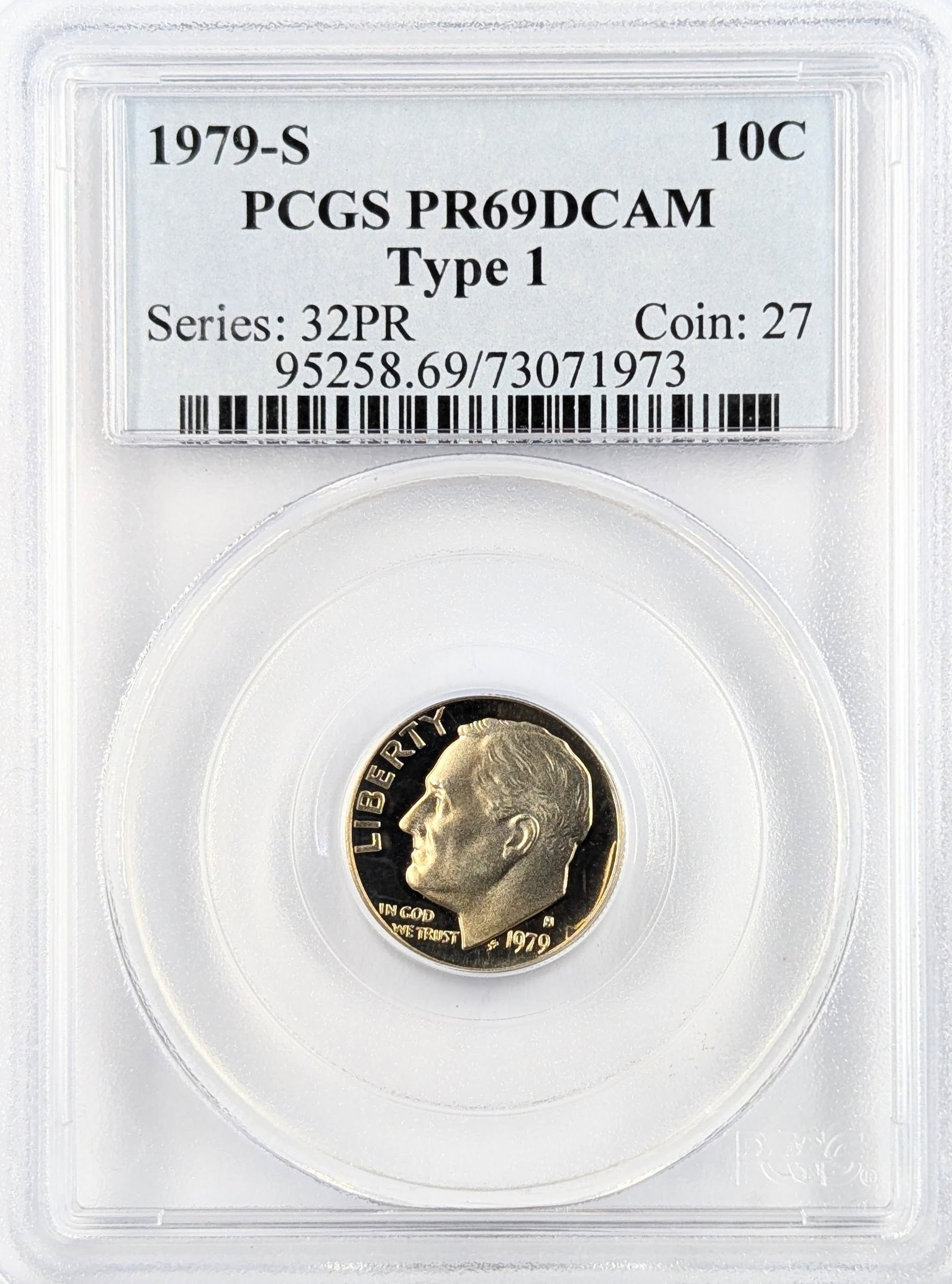 PCGS 1979-S PR69 DCAM Roosevelt Dime - Type 1: Coin