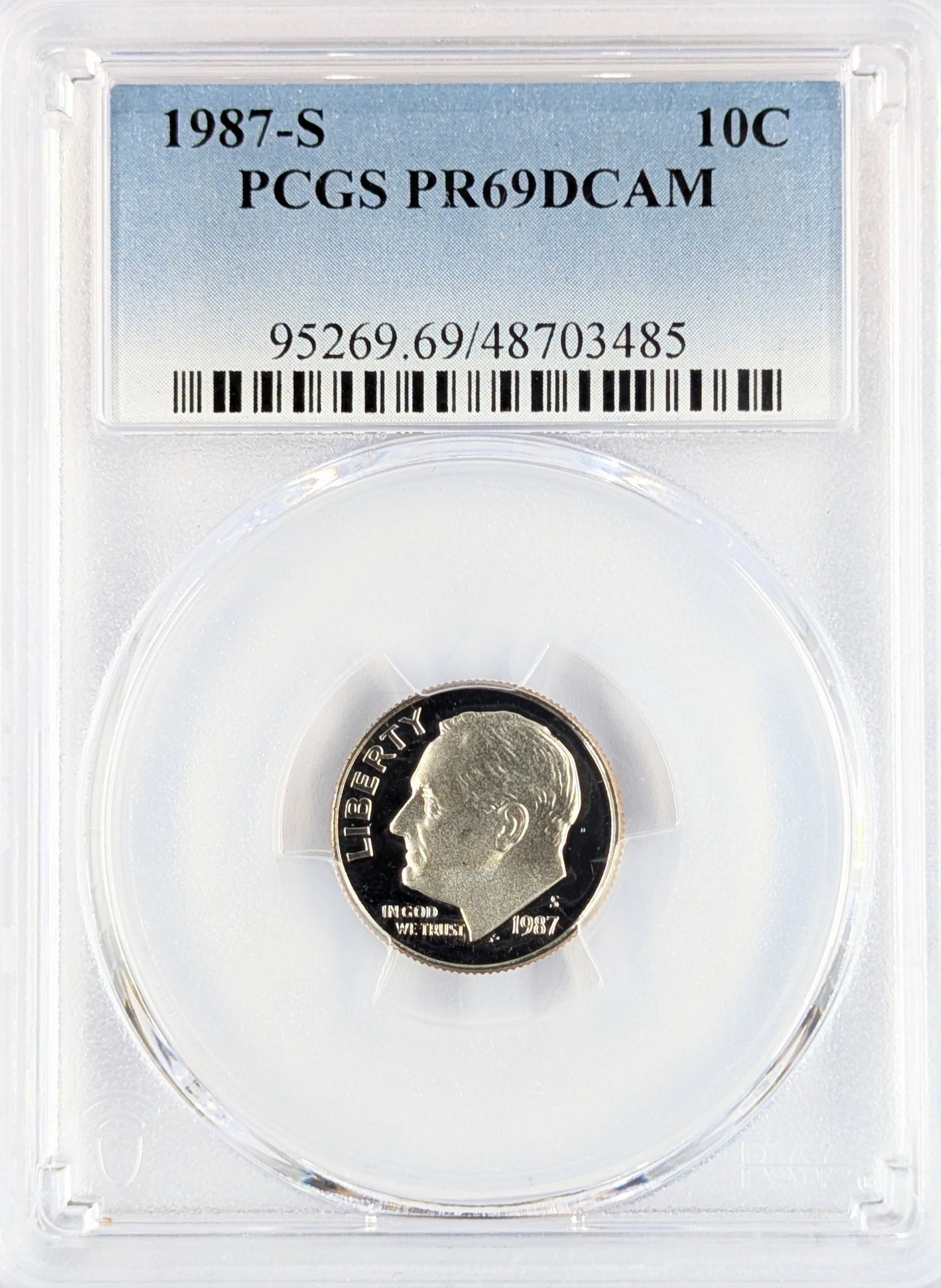 PCGS 1987-S PR69 DCAM Roosevelt Dime: Coin