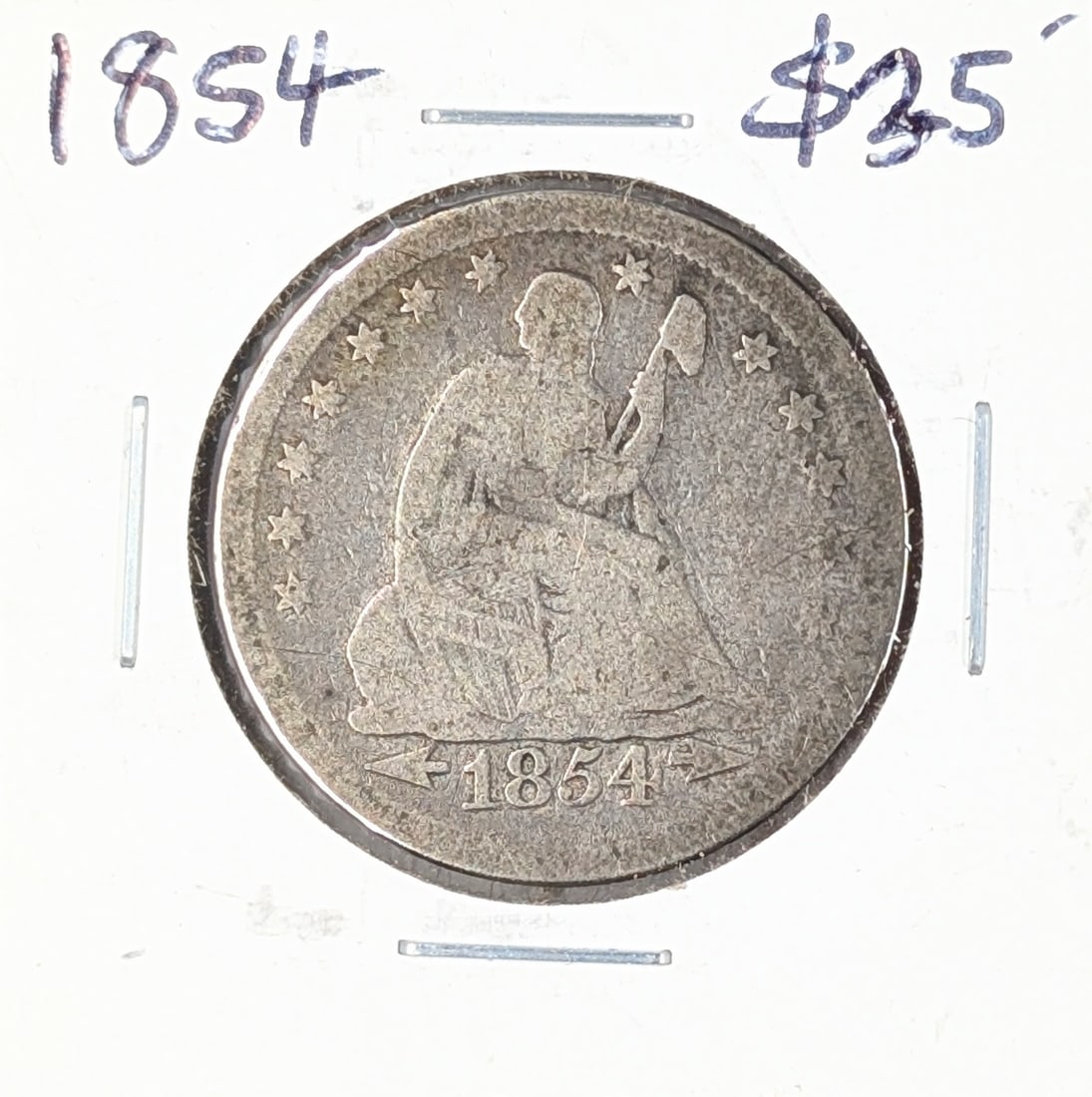 1854 Silver Liberty Seated Quarter w/ Arrows: Silver