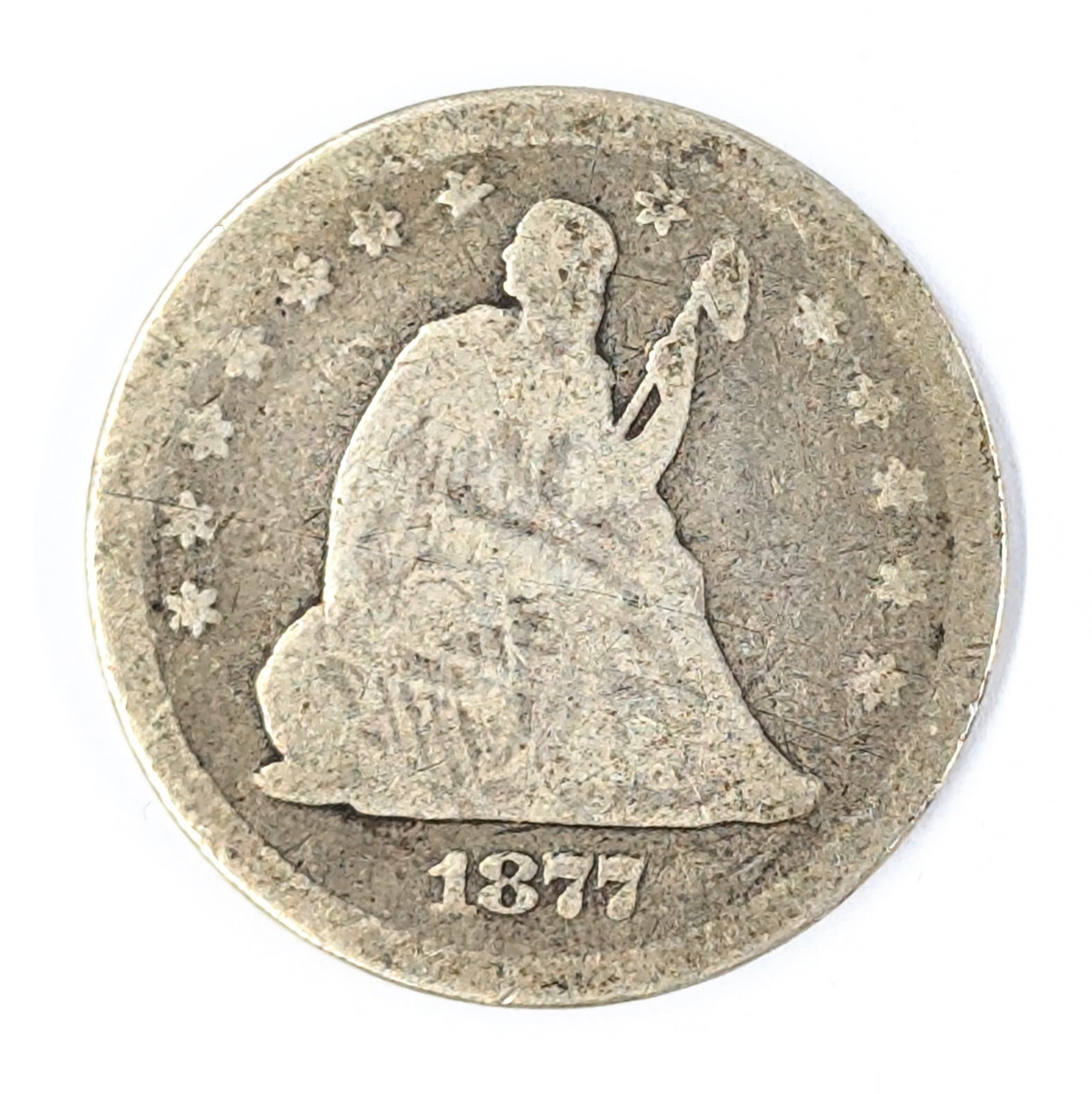 1877 Silver Liberty Seated Quarter: Silver