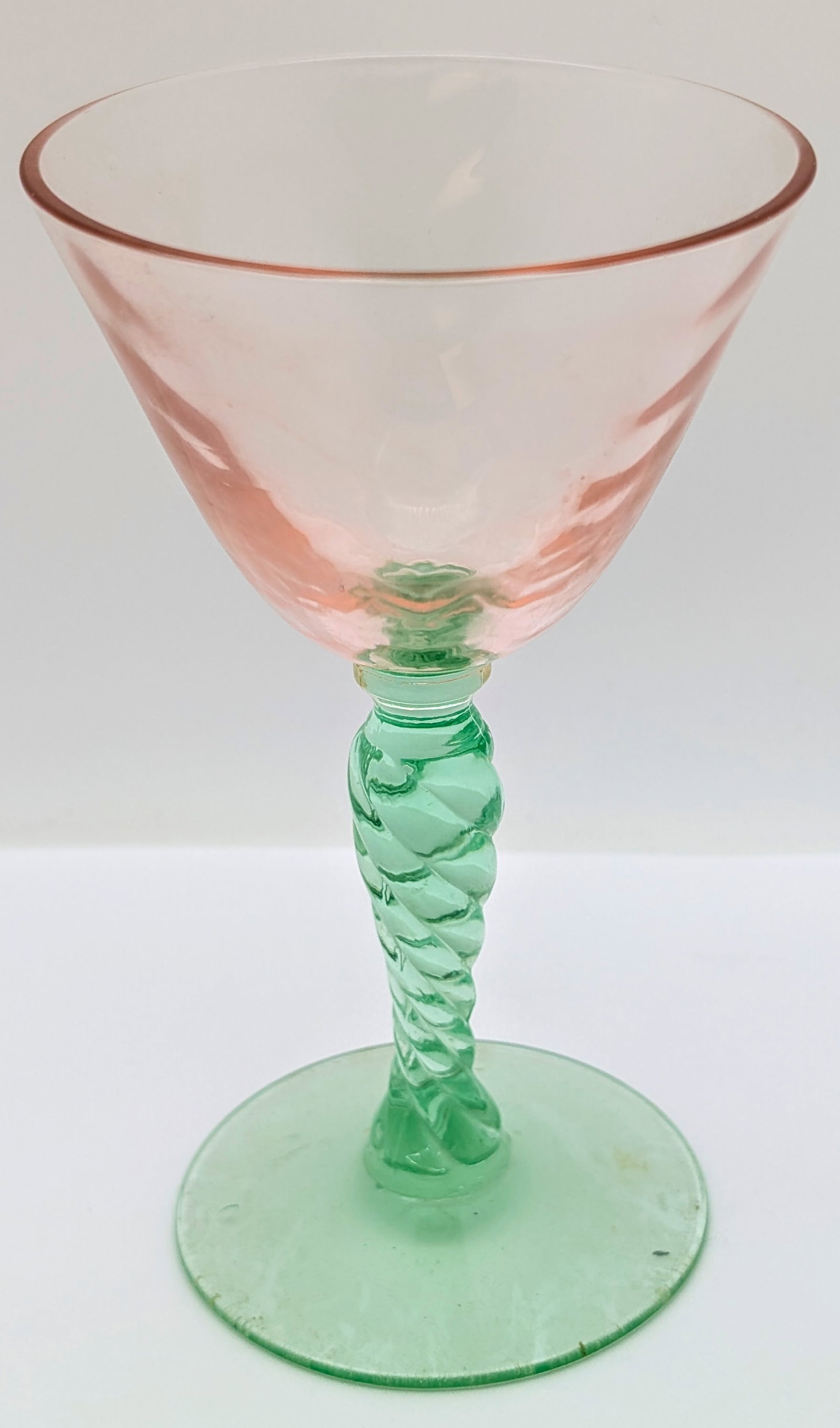 Lot of 3 Vintage Uranium 'Watermelon Glass' Stemware - 3