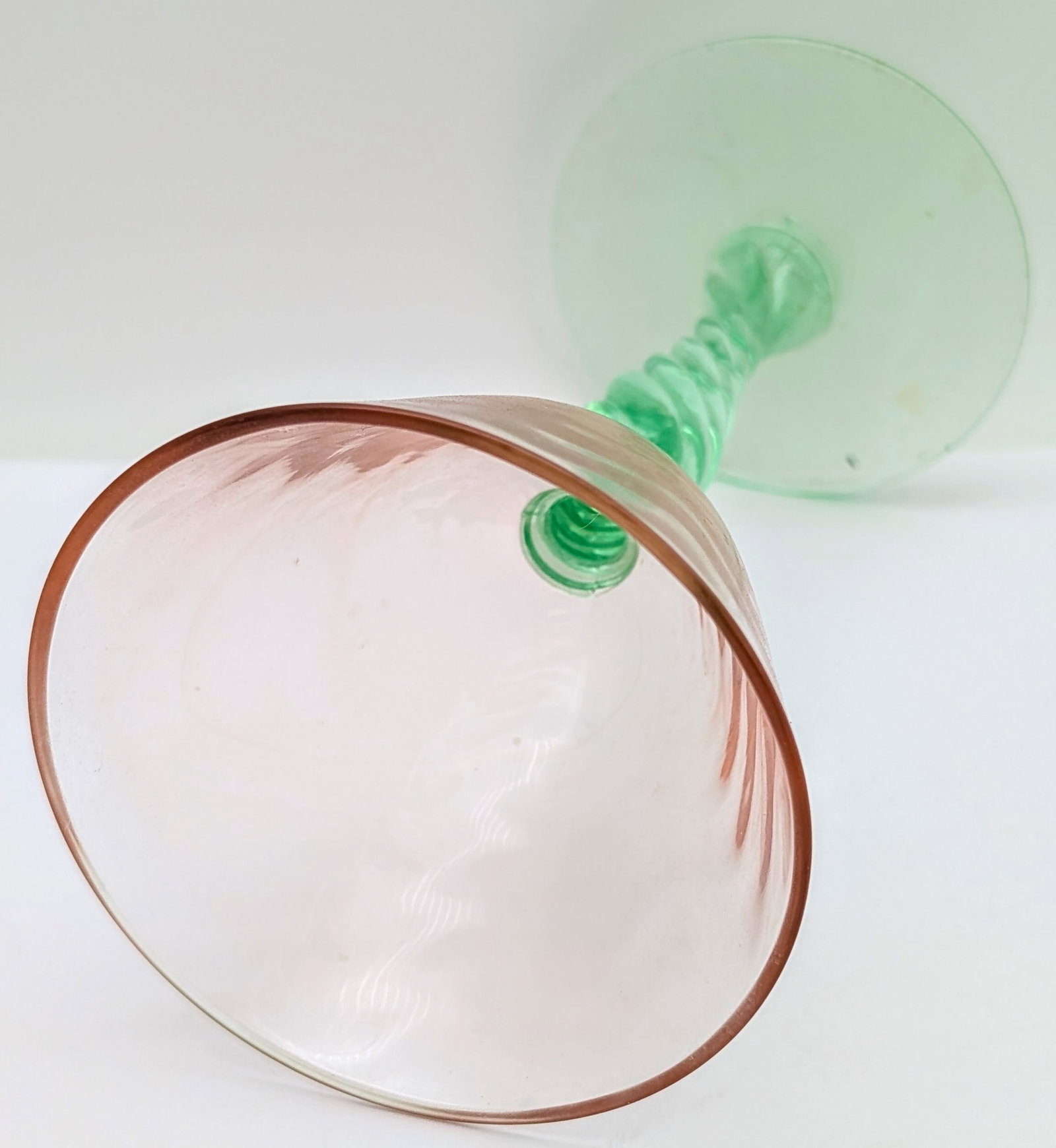 Lot of 3 Vintage Uranium 'Watermelon Glass' Stemware - 4