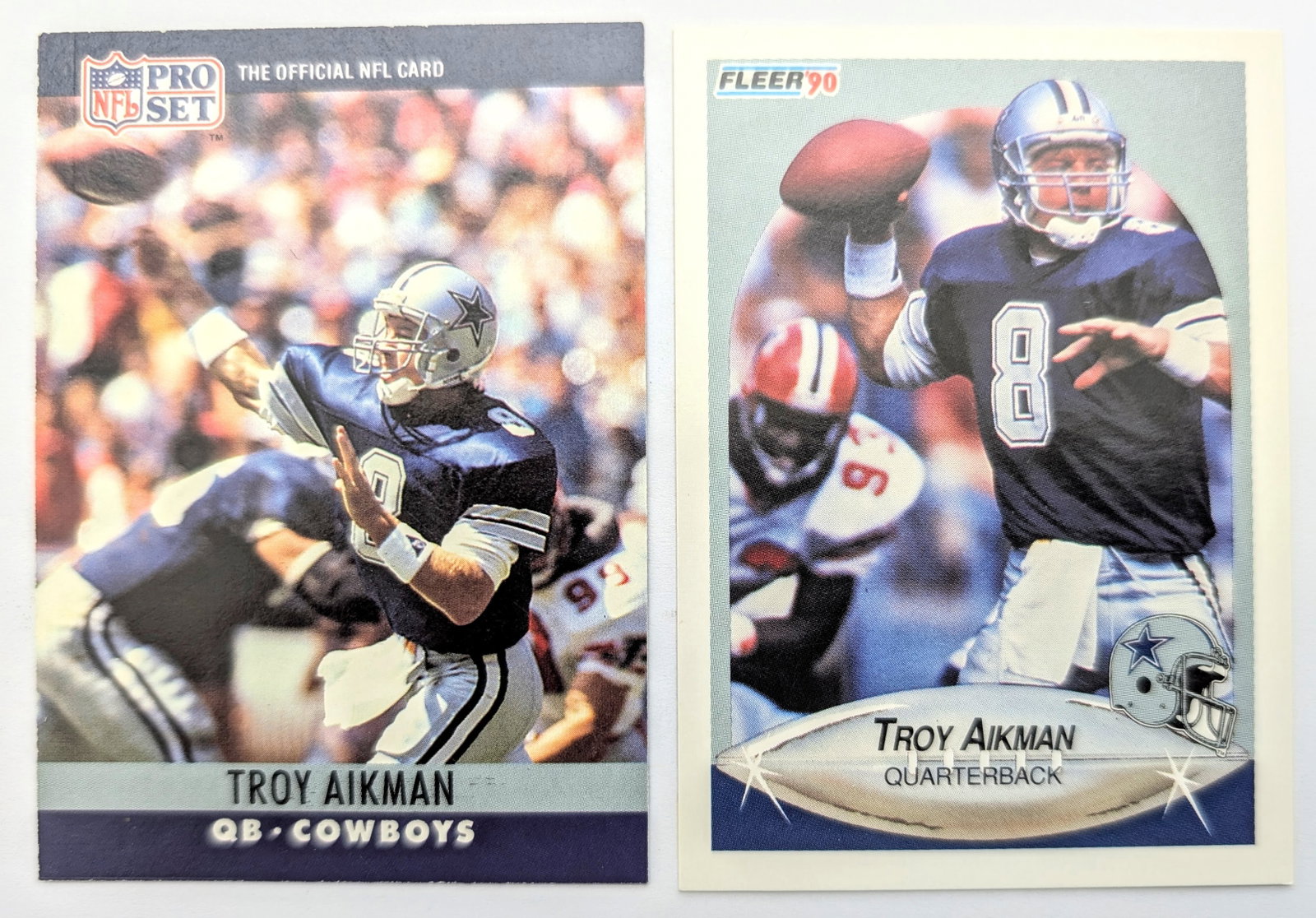 Lot of 7 Vintage Football Cards - Deion Sanders, Troy Aikman, Warren Moon, etc. - 7