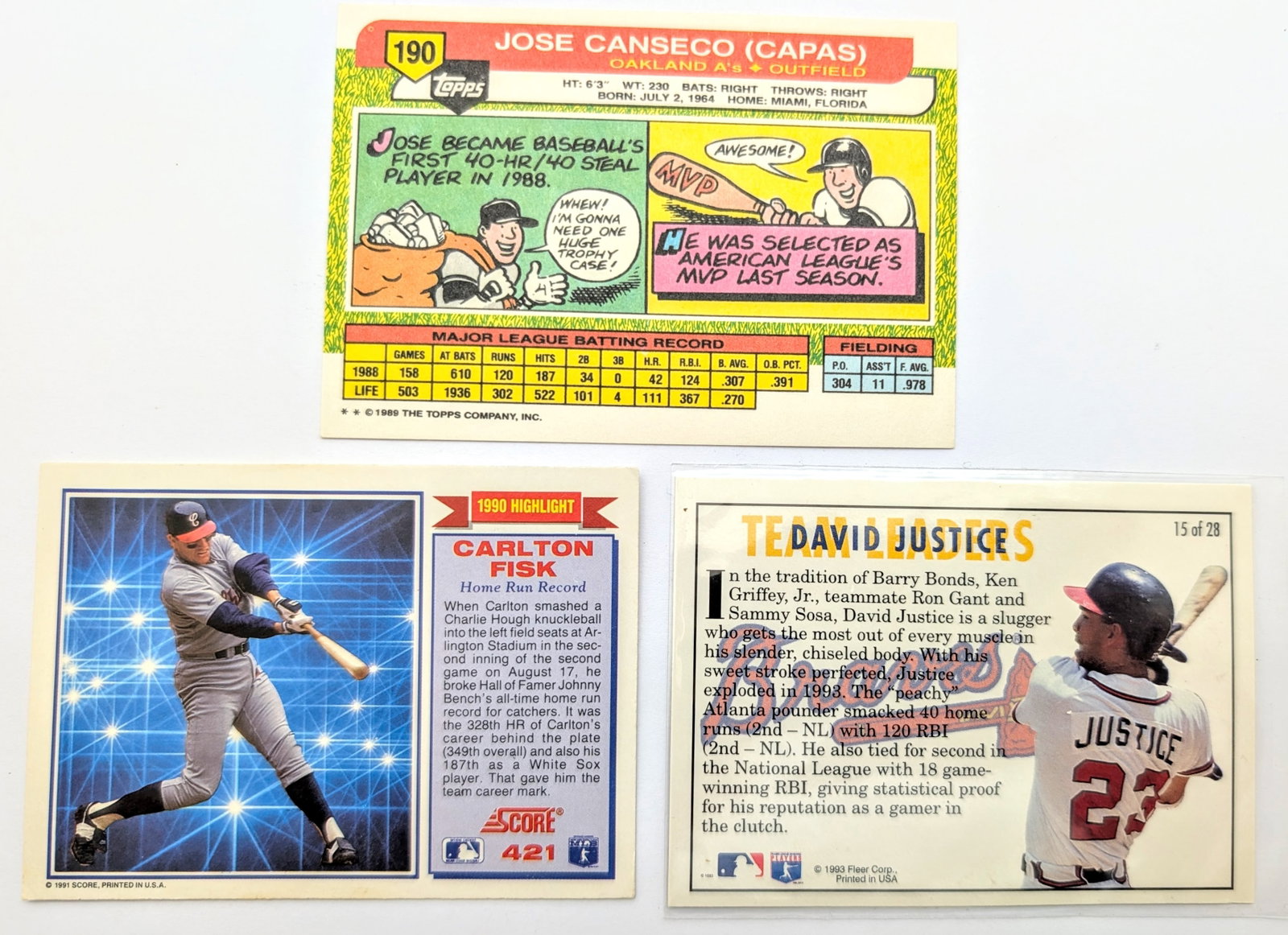 Lot of 9 Vintage Baseball Cards - Cal Ripken, Wade Boggs, Jose Canseco, etc. - 4