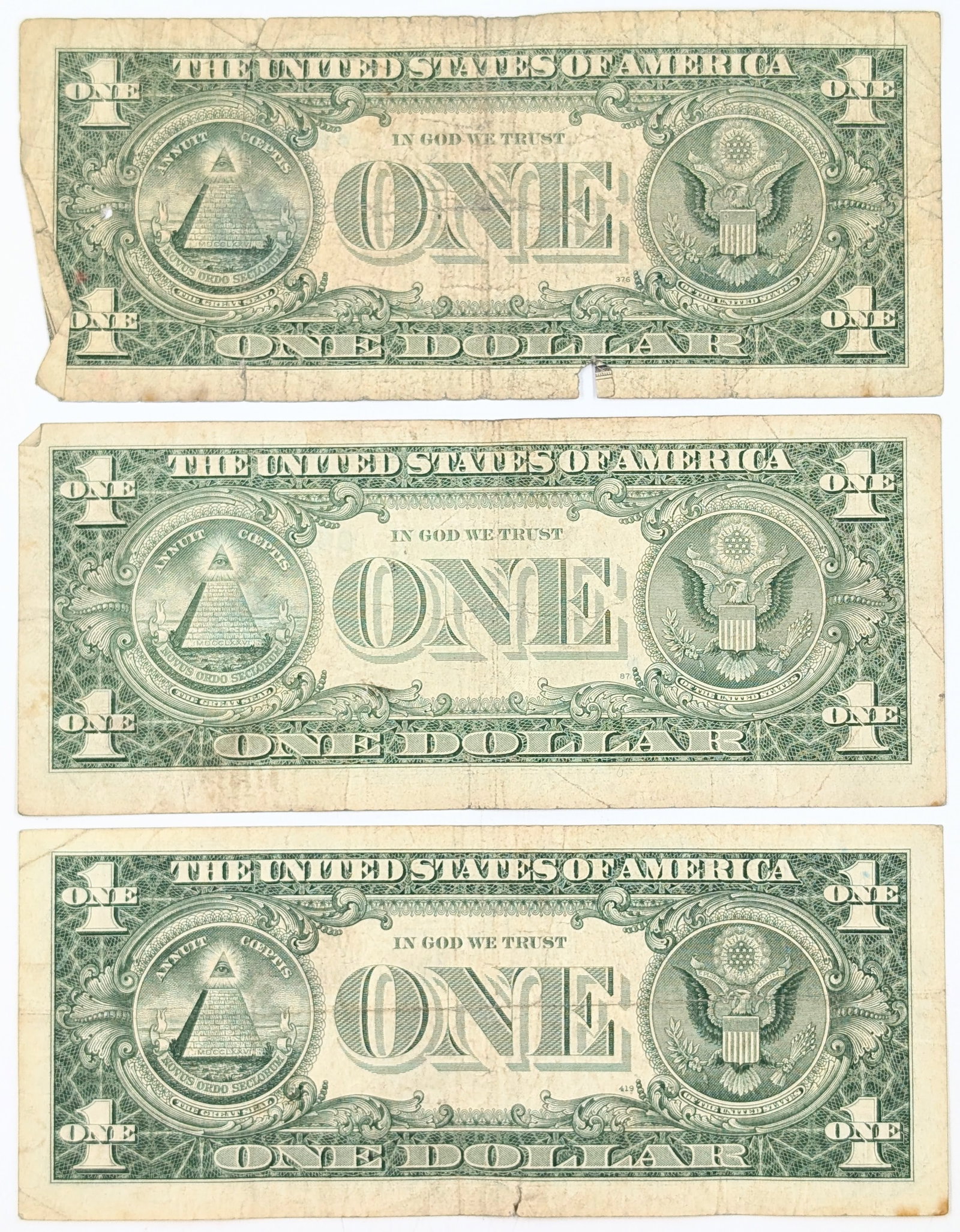 Lot of 3 - 1957/1957 A/B $1 Notes - Silver Certificates - 1 Star Note - 2