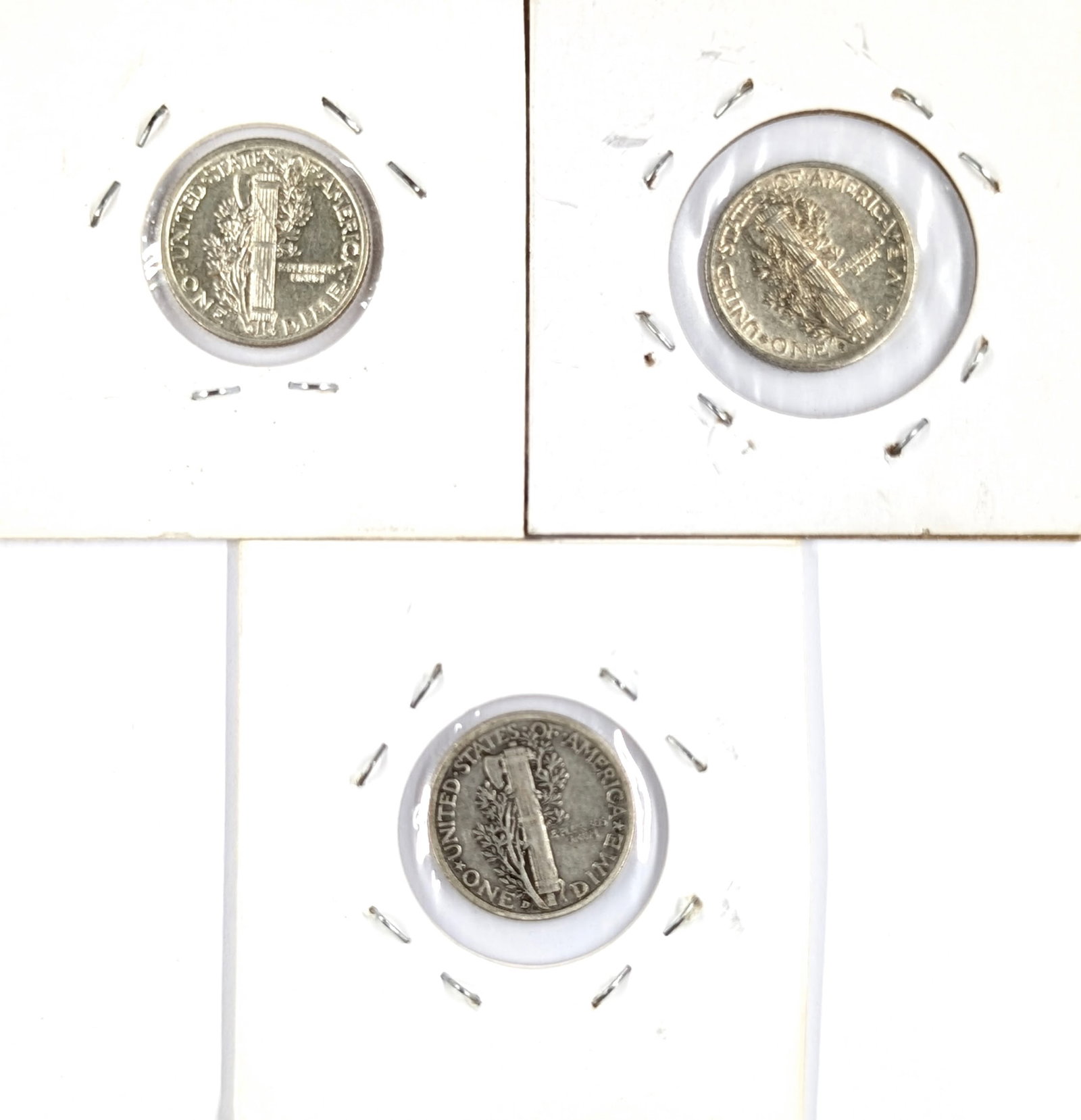 Lot of 3 Silver Mercury Dimes - 1941 P/D/S - 2