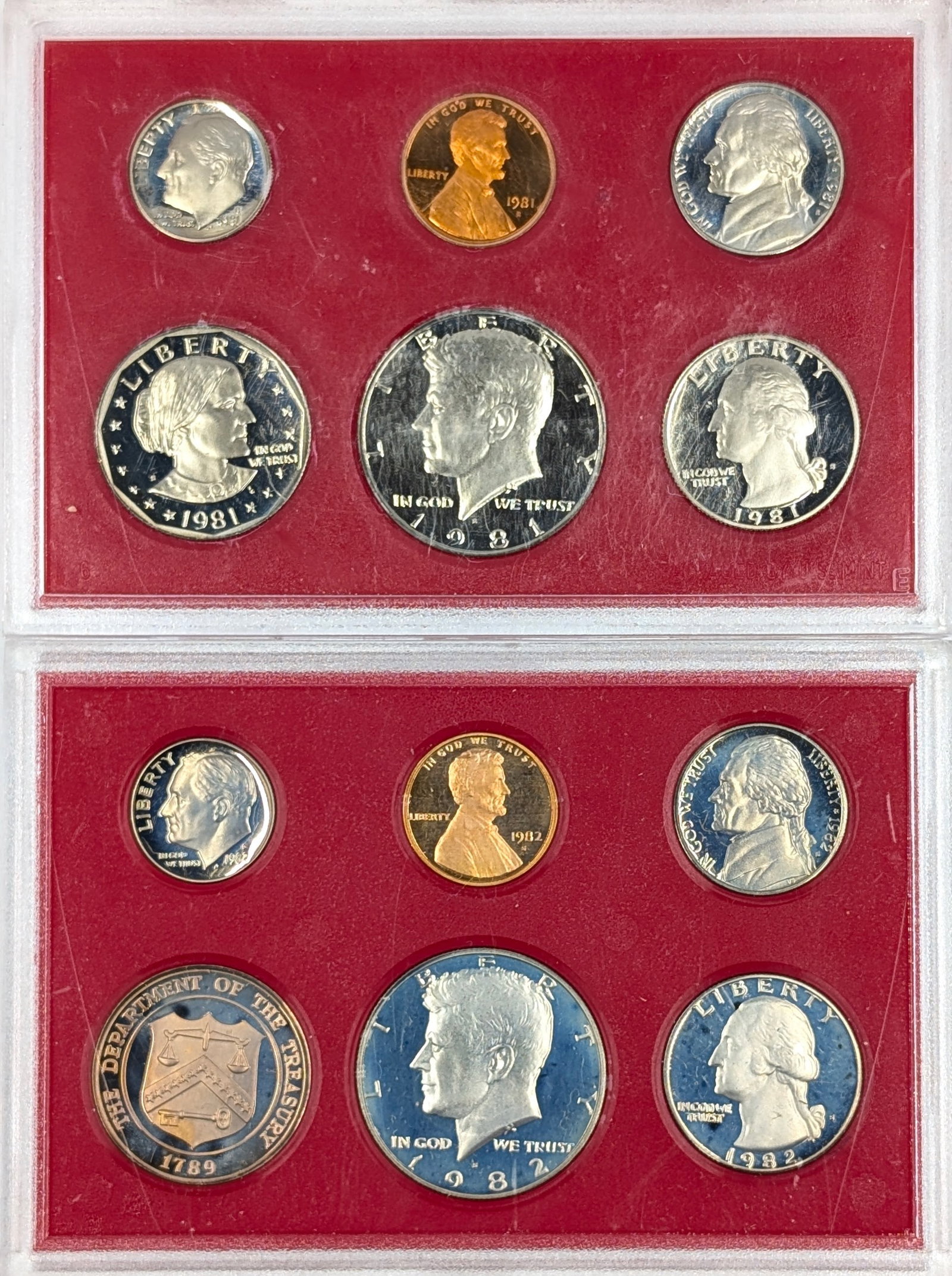 Lot of 2 US Mint Proof Sets - 1981, 1982: Coin