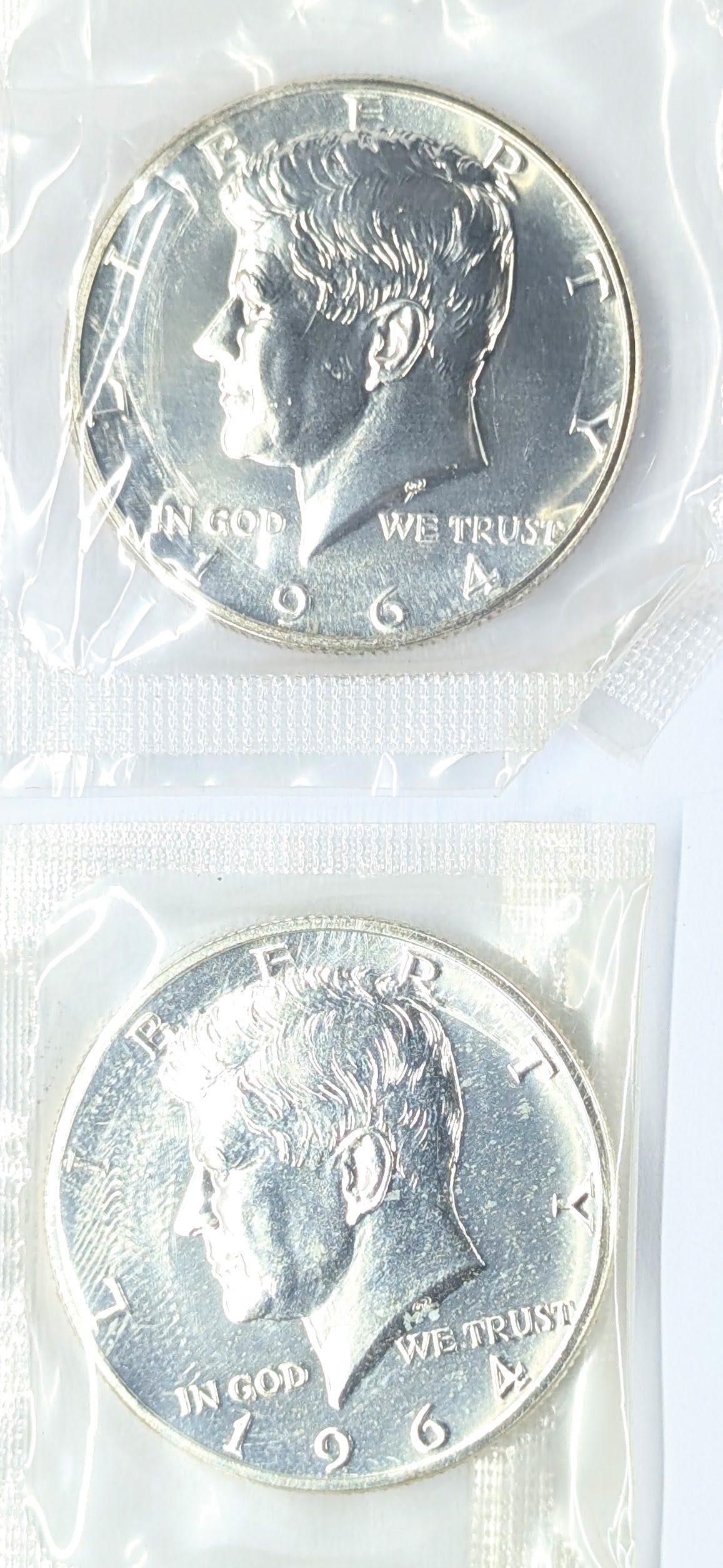 Lot of 2 Silver 1964 John F Kennedy Half Dollars - Uncirculated: Silver