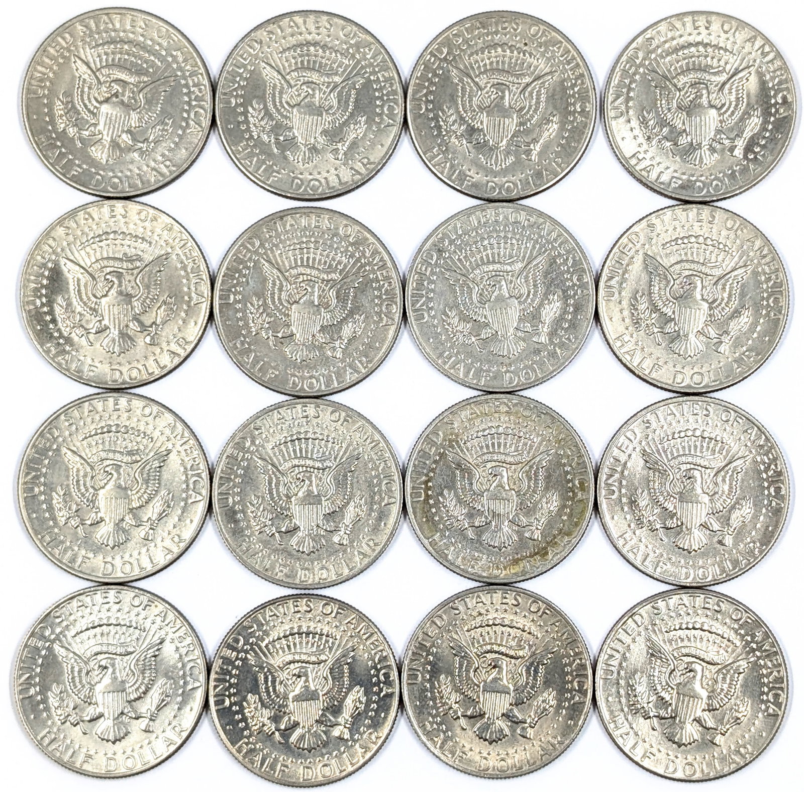 Lot of 16 John F Kennedy Half Dollars - 1971-1984 - Some Uncirculated - 2