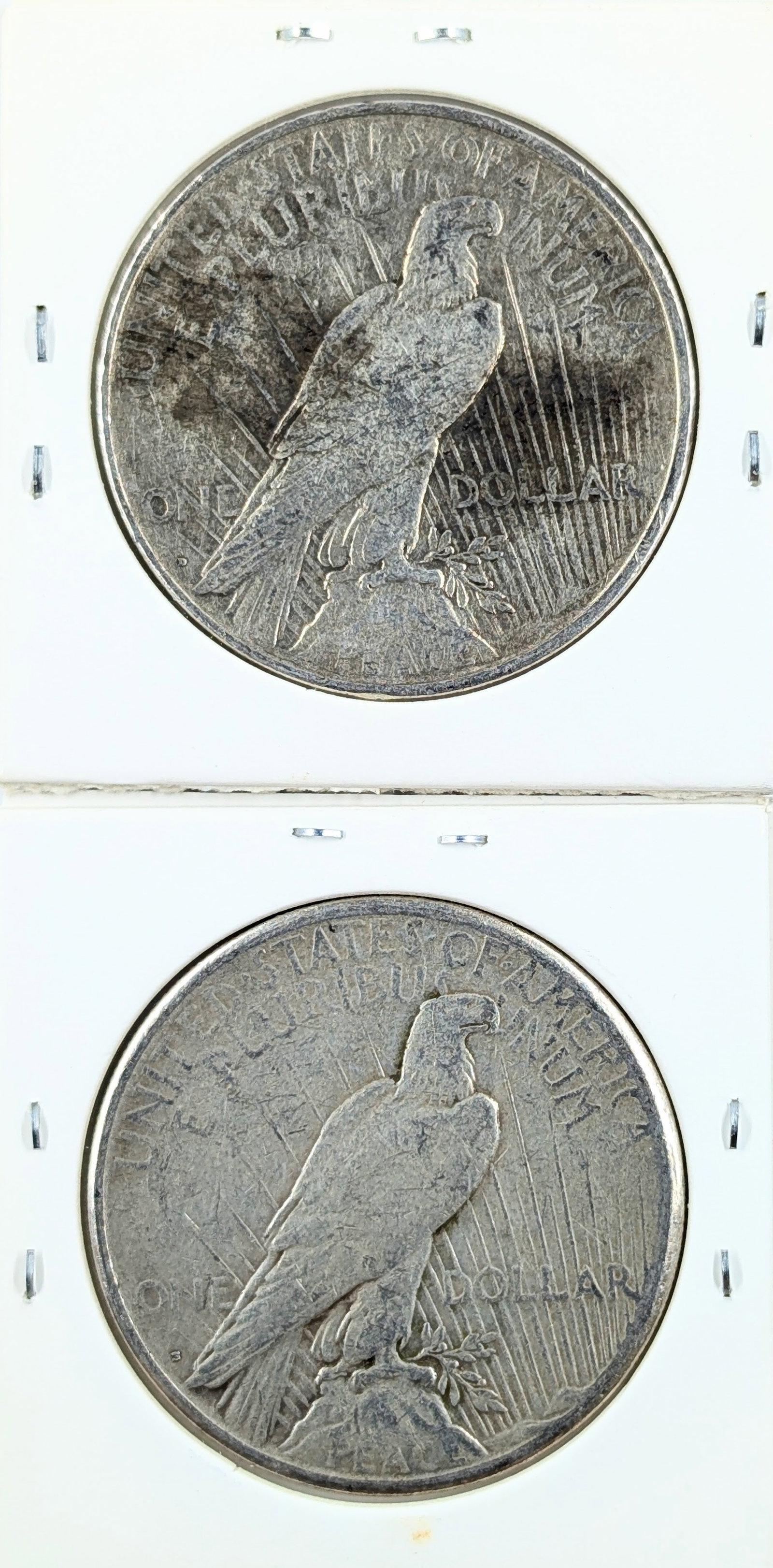 Lot of 2 Silver Peace Dollars - 1922 D/S - 2