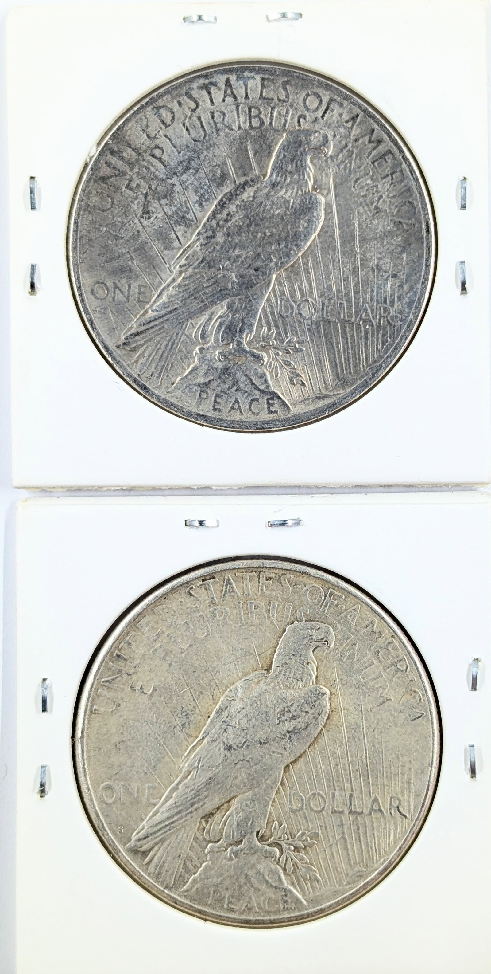 Lot of 2 Silver Peace Dollars - 1923 P/S - 2