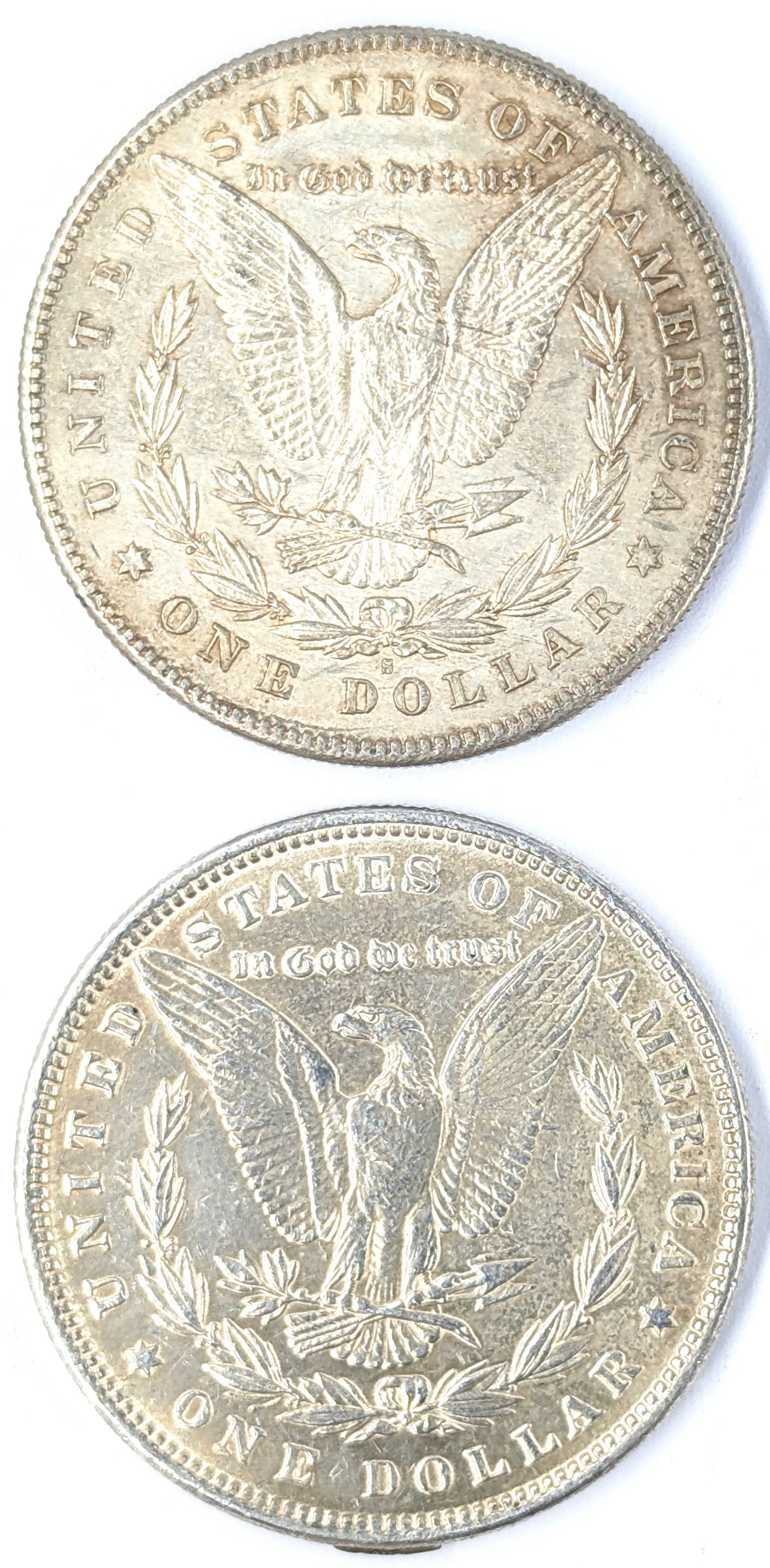 Lot of 2 Morgan Silver Dollars - 1878-S, 1879 - 2