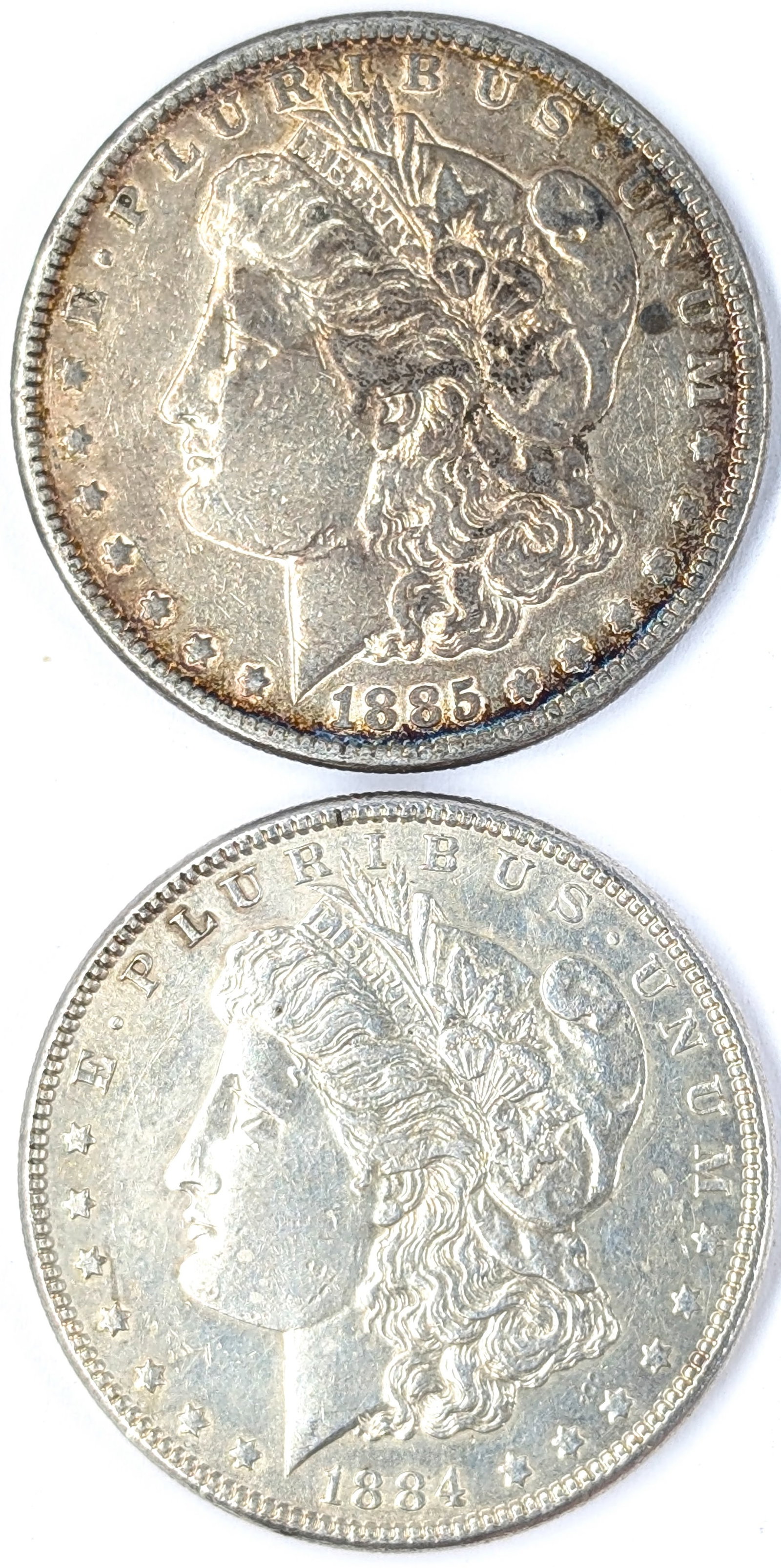 Lot of 2 Morgan Silver Dollars - 1884, 1885 (1 of 2)