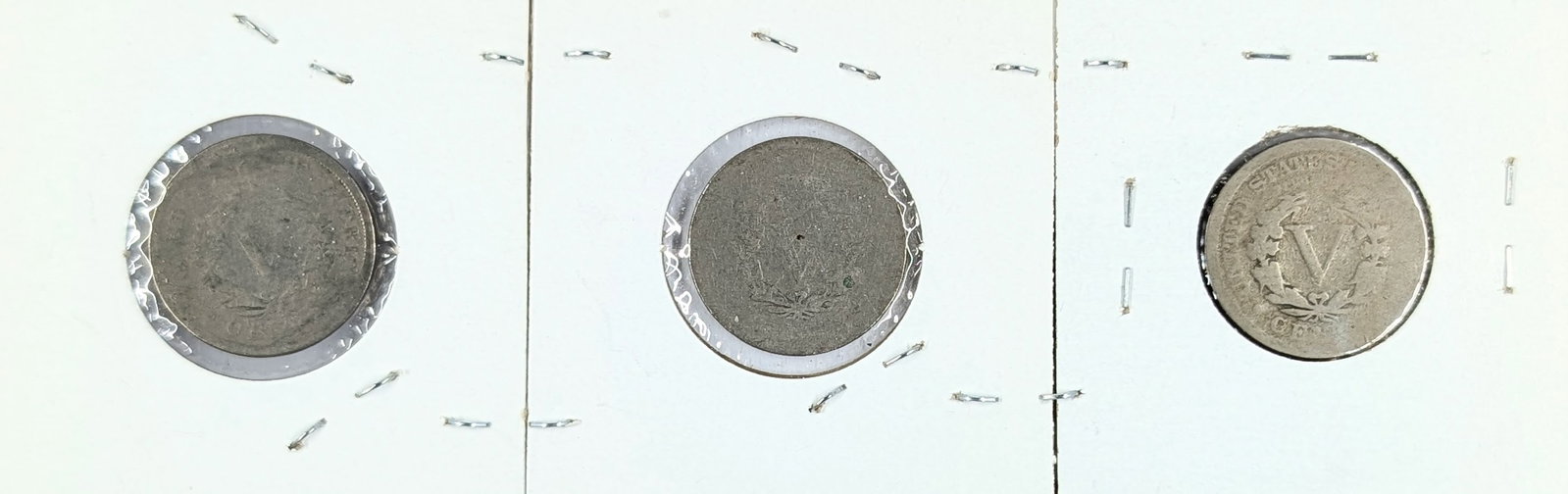 Lot of 3 Liberty V Nickels - 1895, 1897, 1910 - 2