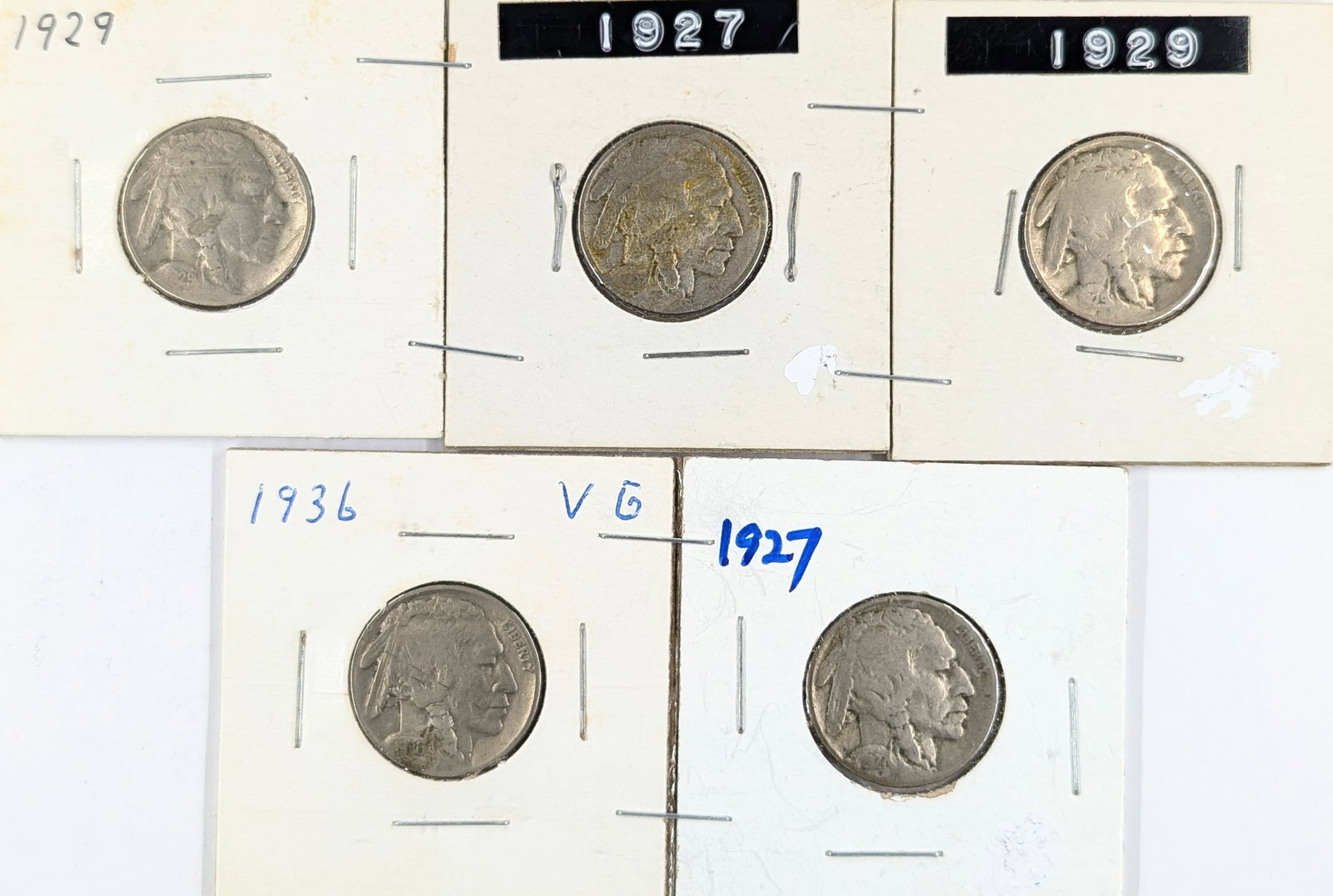 Lot of 5 Buffalo Head Nickels - 1927-1936 (1 of 2)