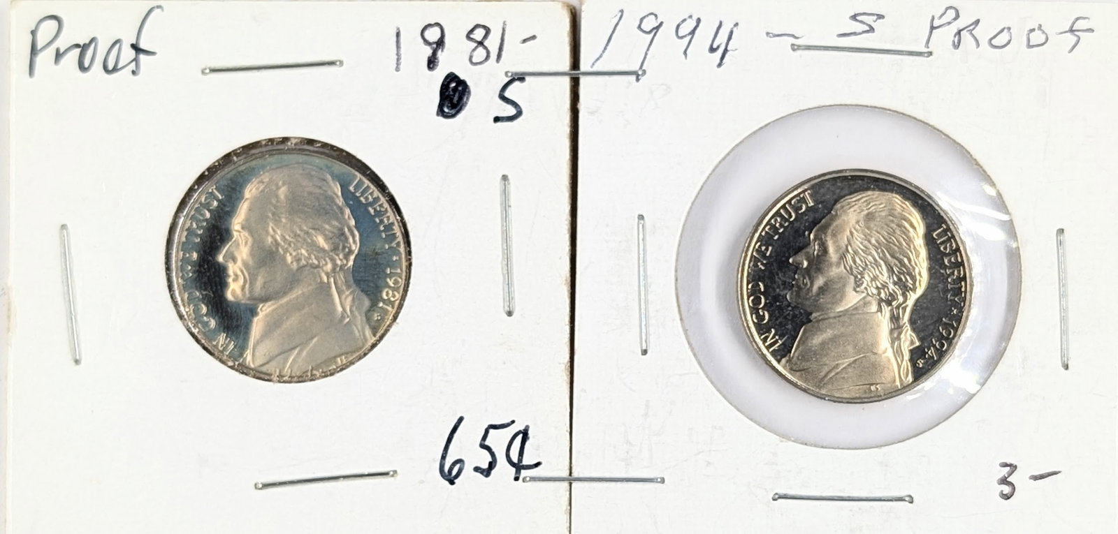 Lot of 2 Proof Jefferson Nickels - 1981-S, 1994-S: Coin