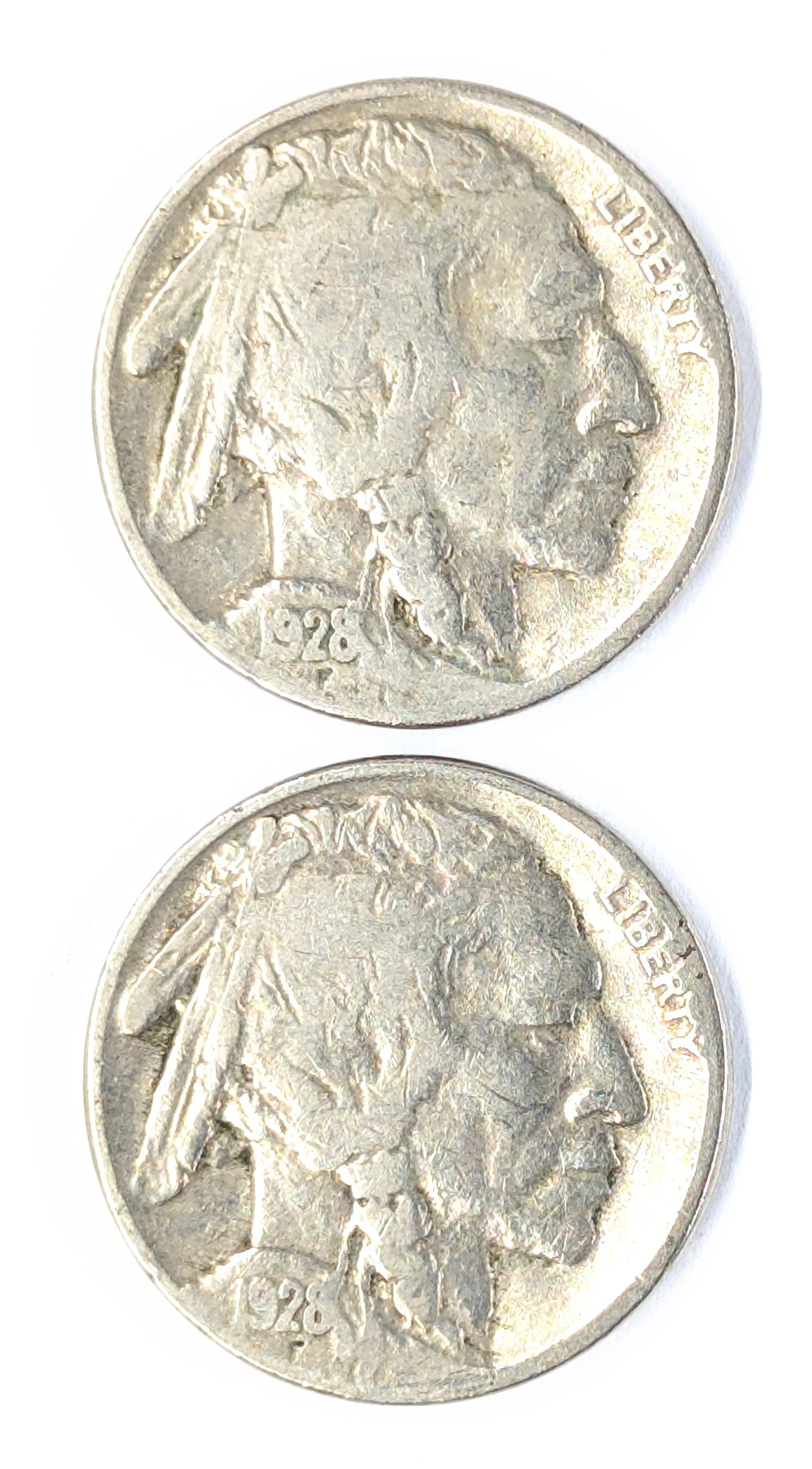 Lot of 2 Buffalo Head Nickels - Both 1928: Coin