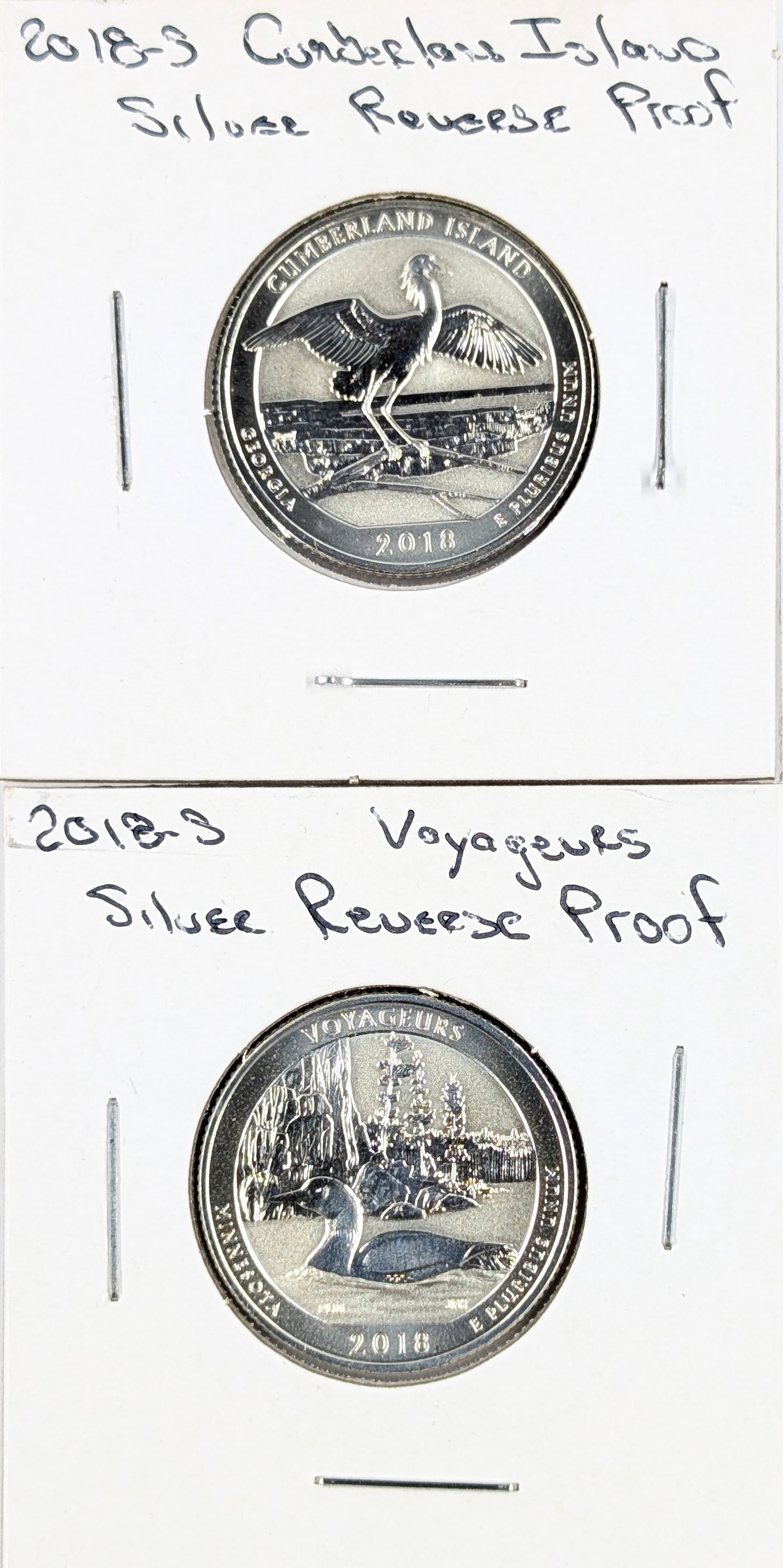 Lot of 2 Silver Proof America the Beautiful Quarters - Cumberland Island & Voyageurs: Silver