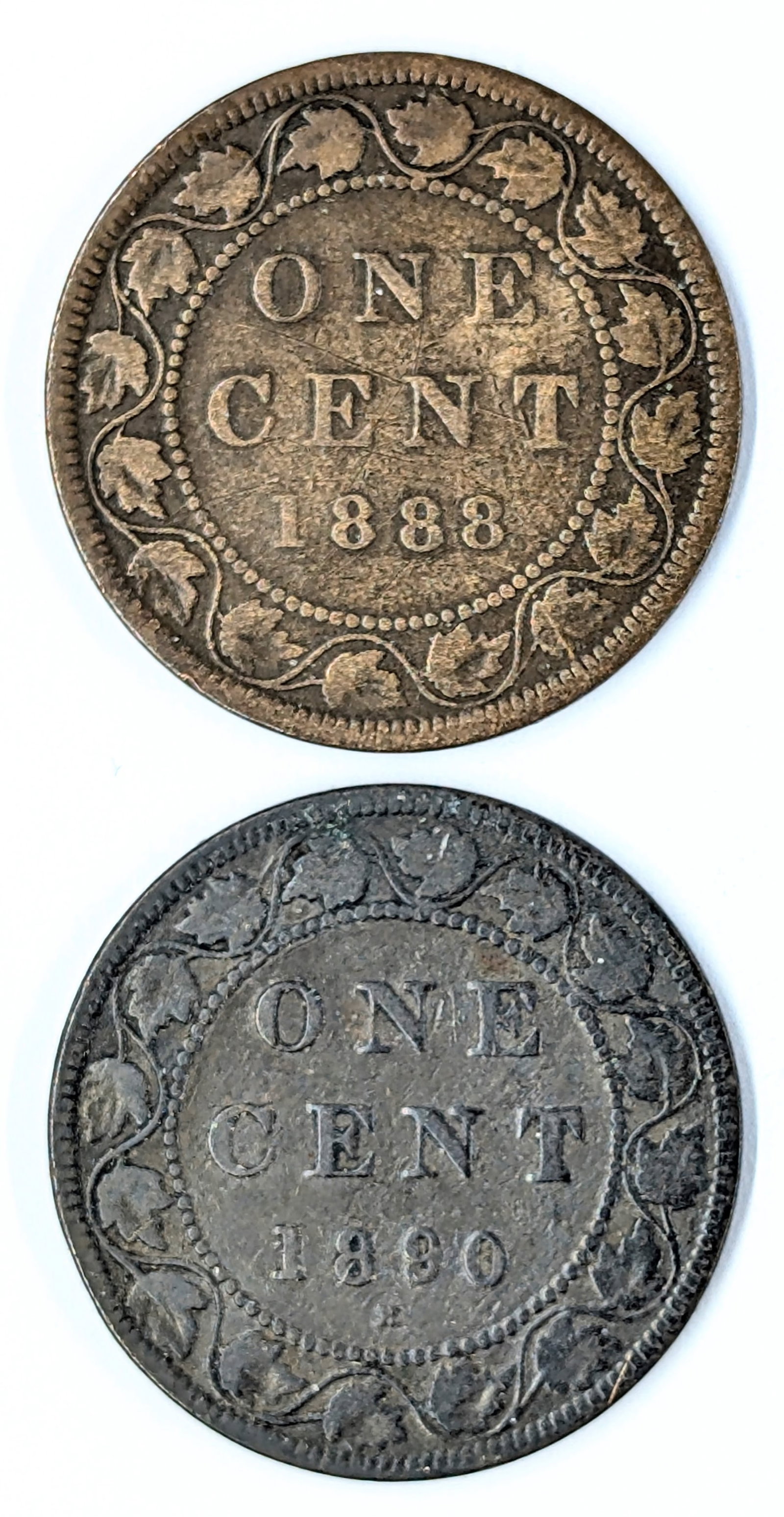 Lot of 2 Canadian Cents - 1888, 1890 (1 of 2)