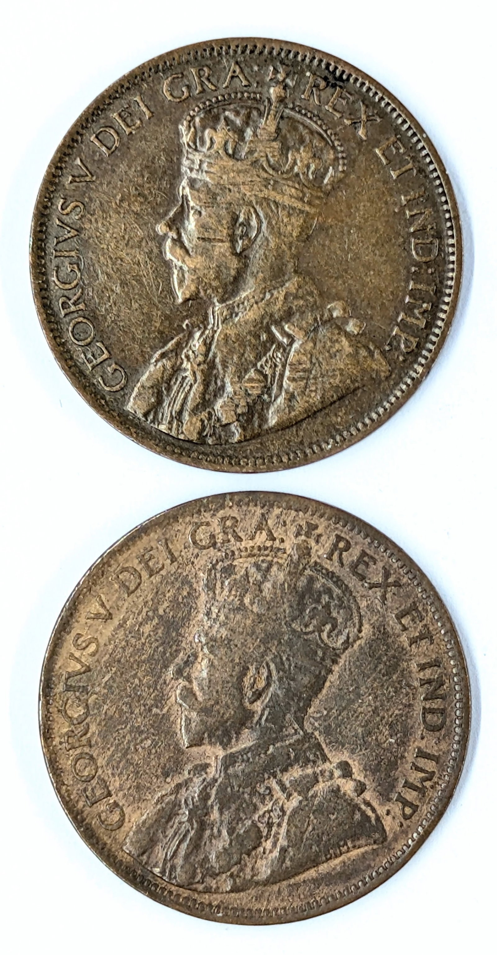 Lot of 2 Canadian Cents - 1915, 1916 - 2