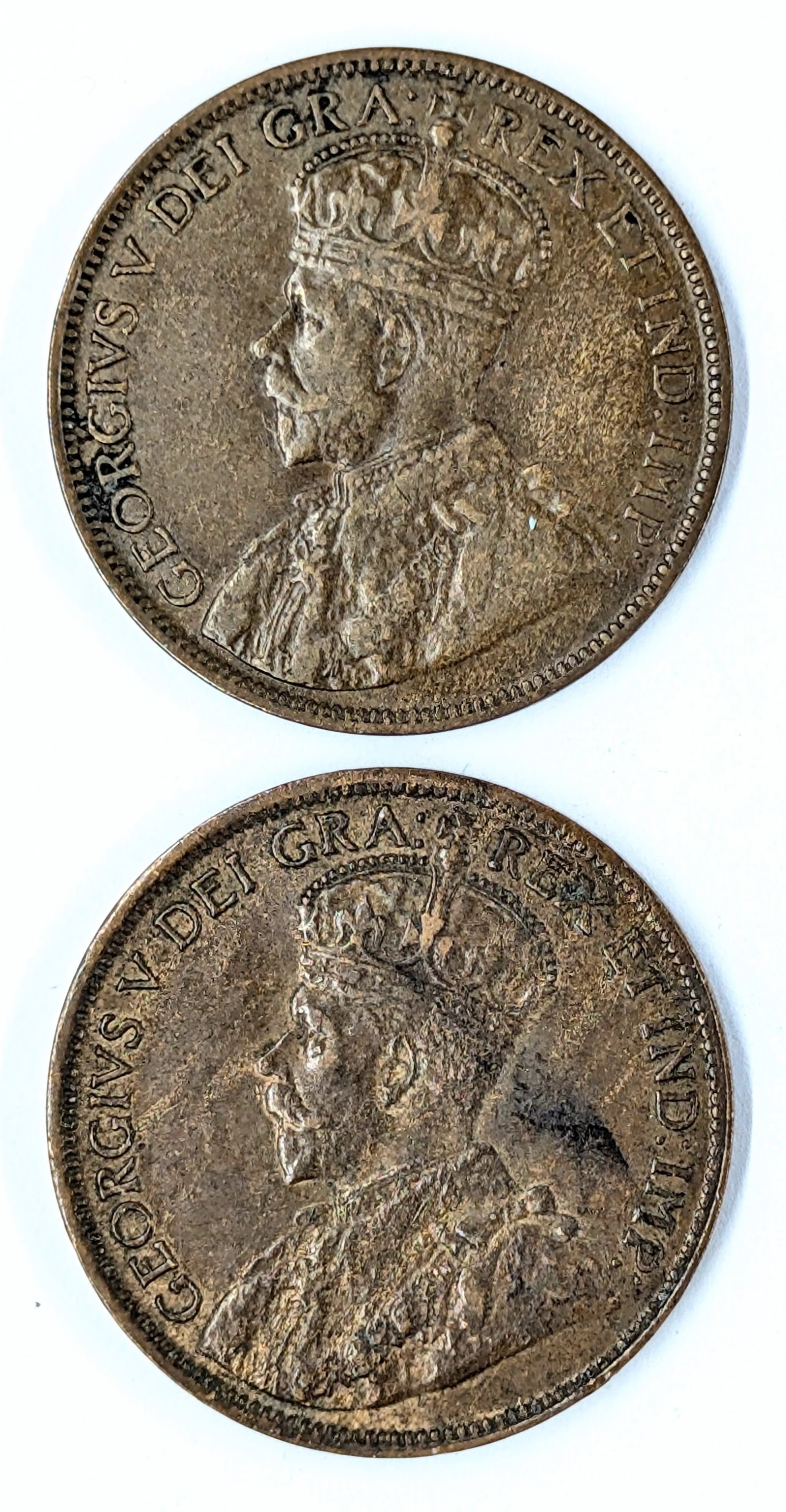 Lot of 2 Canadian Cents - 1918, 1919 - 2