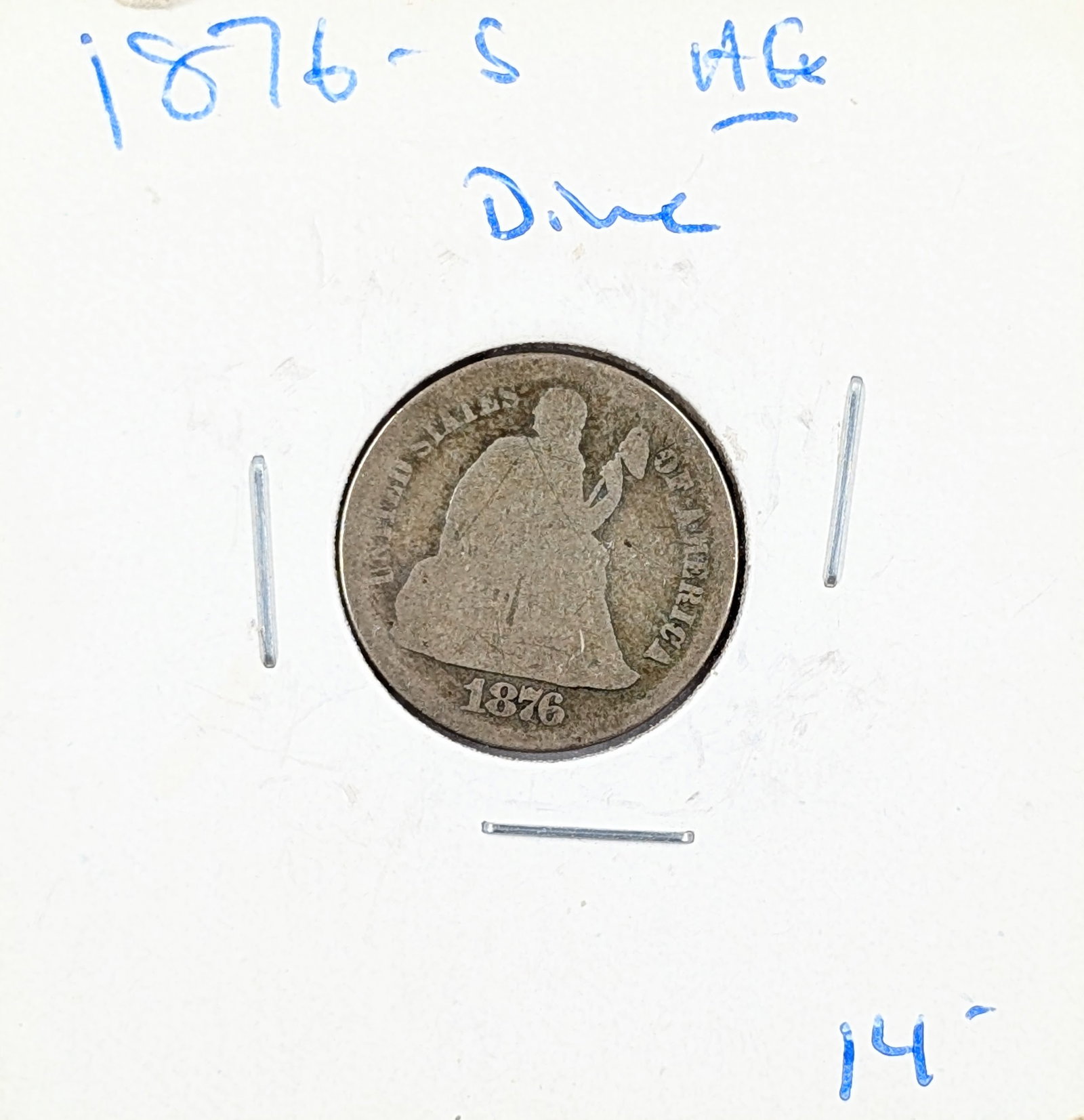 1876-S Silver Seated Liberty Dime (1 of 2)