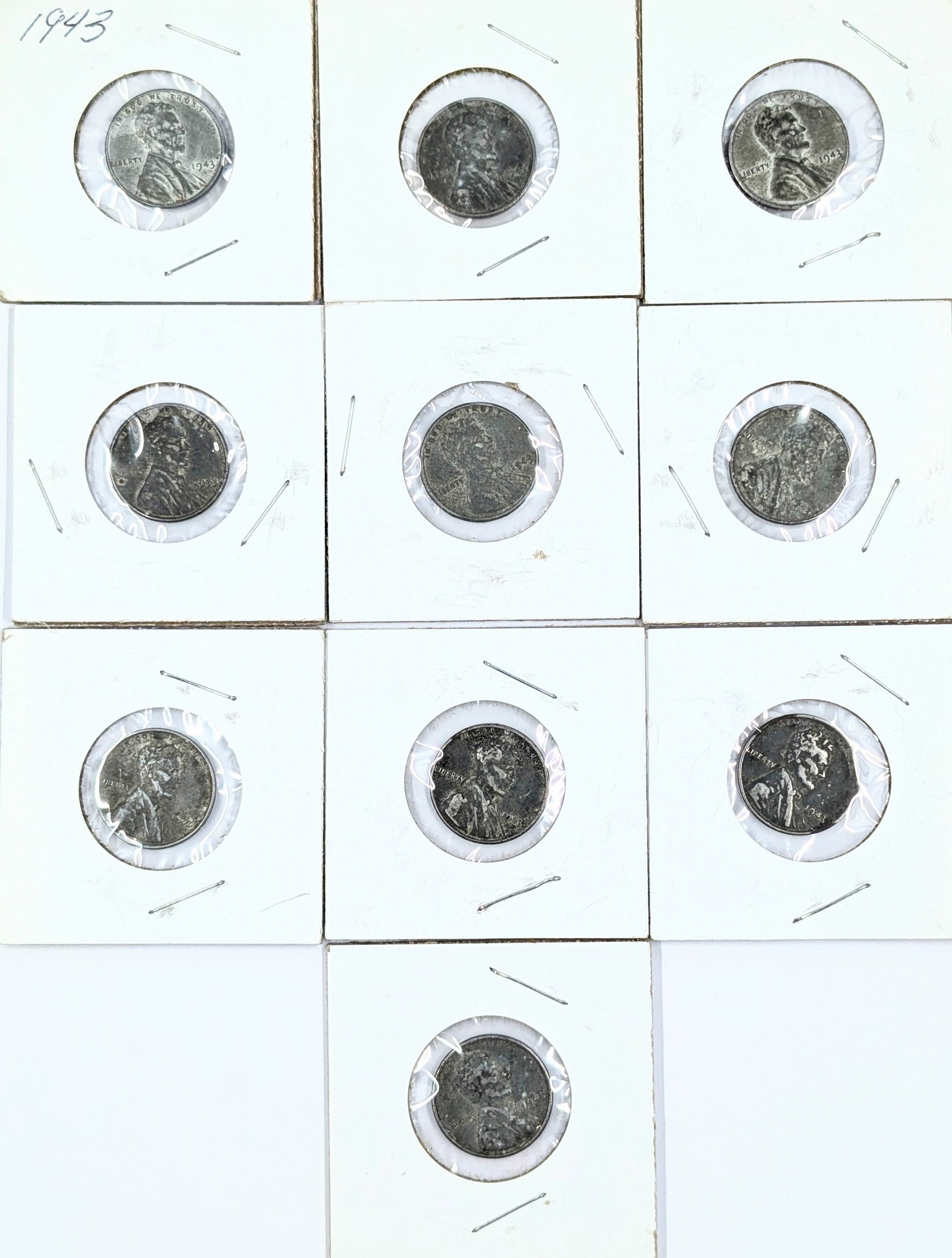 Lot of 10 - 1943 Steel Lincoln Cents (1 of 2)
