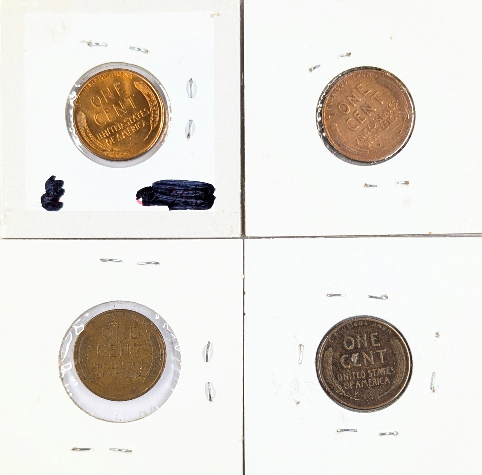 Lot of 4 Wheat Cents - 1944 P/D/S, 1945 - Some Uncirculated - 2