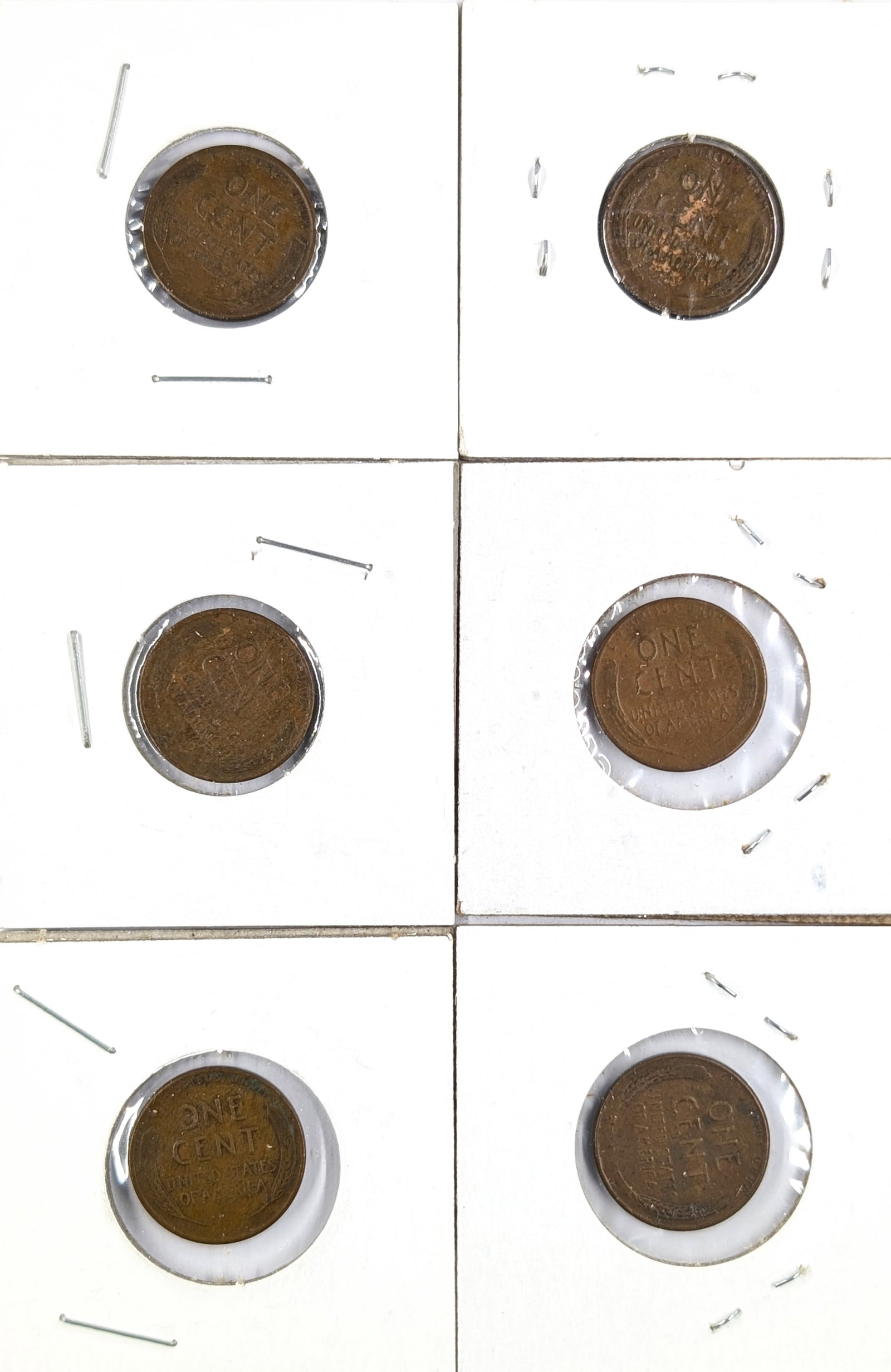Lot of 6 Wheat Cents - 1950-1958 - 2