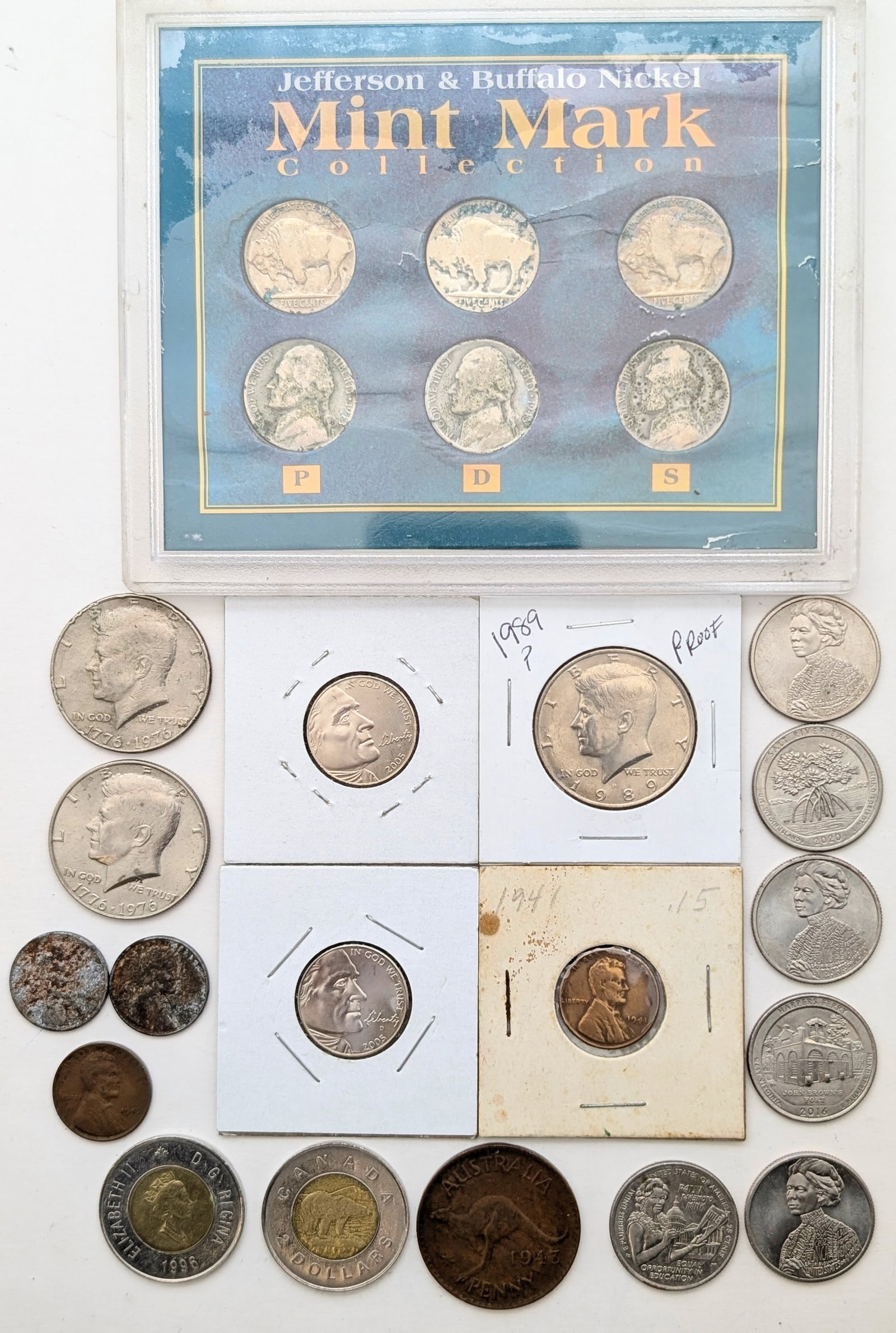 Lot of US Coins - JFK Half, Washington Quarter, Buffalo Nickel, etc.: Coin