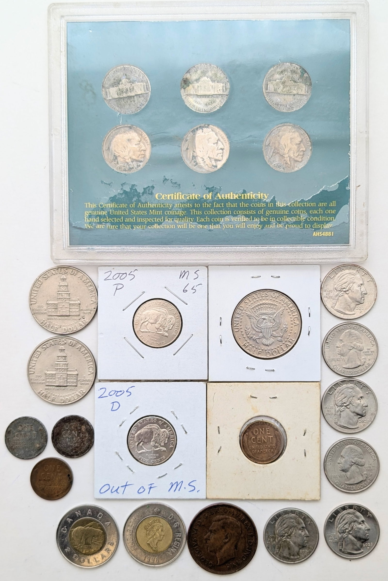 Lot of US Coins - JFK Half, Washington Quarter, Buffalo Nickel, etc. - 2