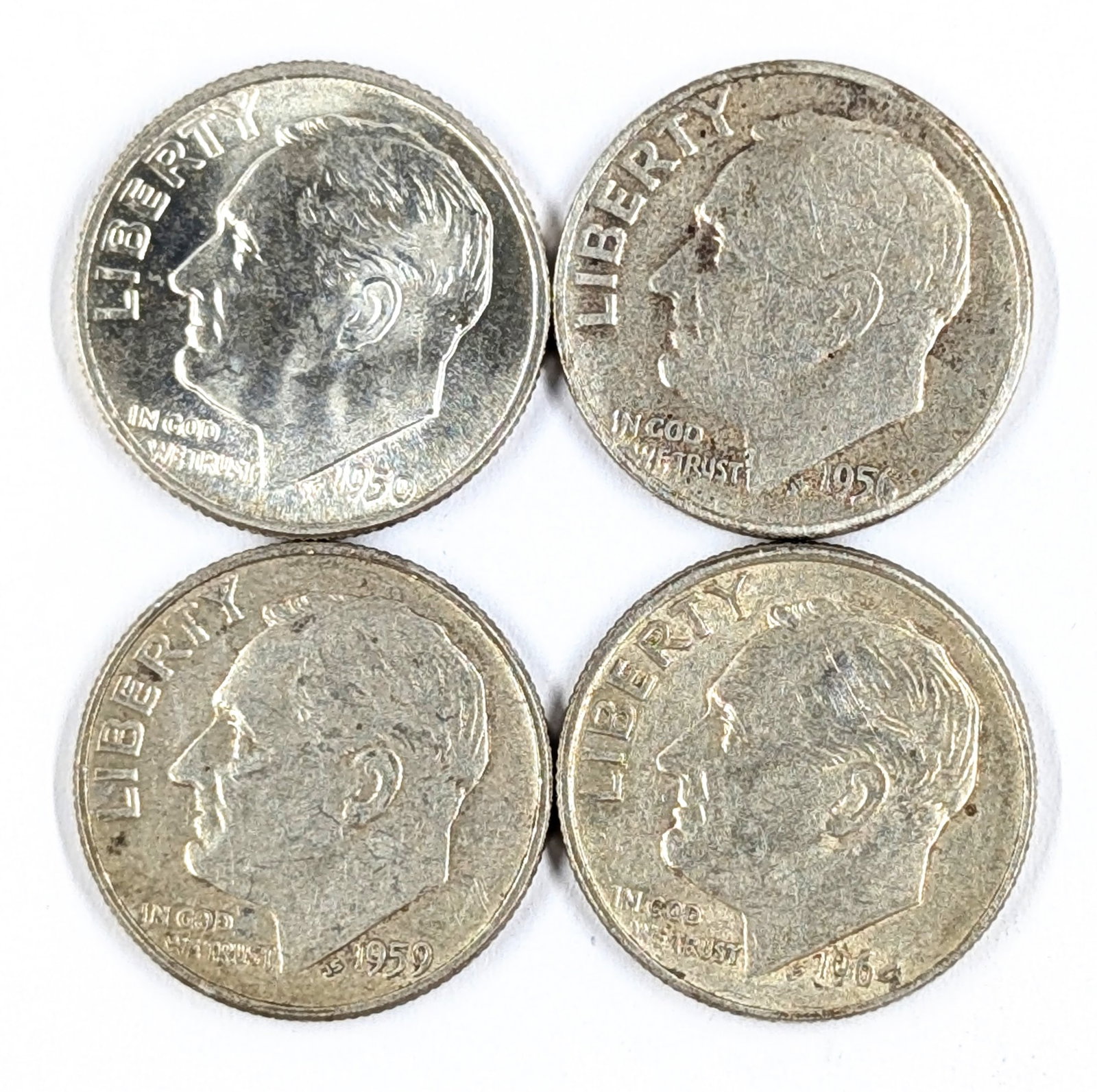 Lot of 4 Silver Roosevelt Dimes - 1950-1964 (1 of 2)