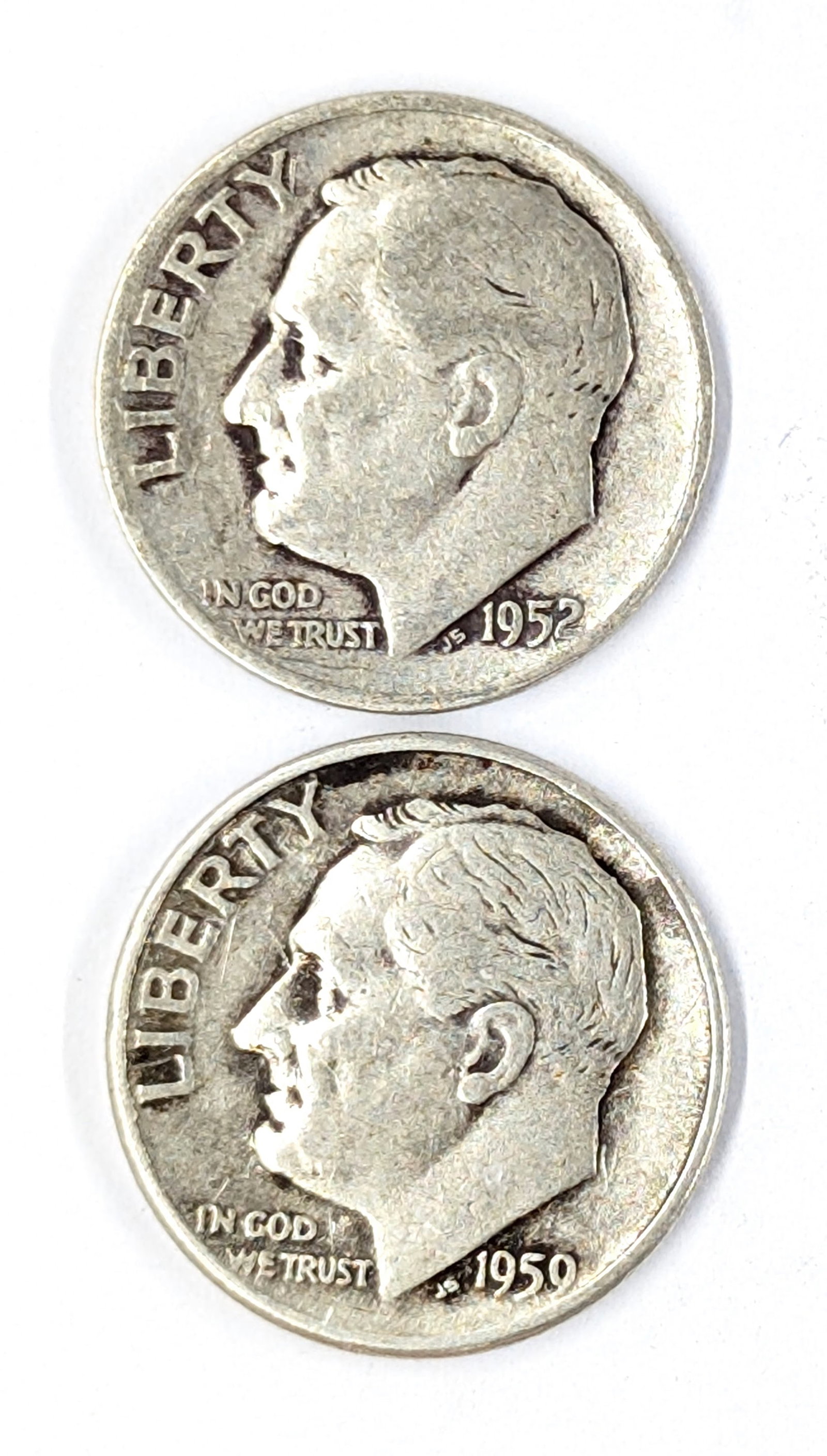 Lot of 2 Silver Roosevelt Dimes - 1952-D, 1959-D: Silver