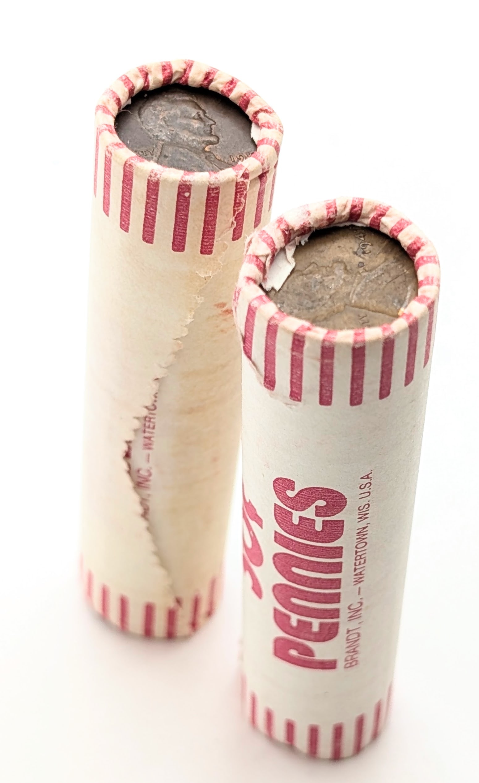 Lot of 2 Original Bank Rolls of 50 (each) Wheat Cents - 1940s-1950s (1 of 3)