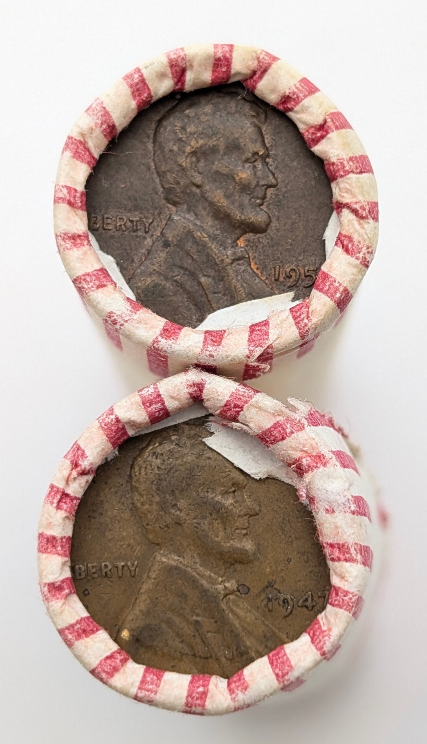 Lot of 2 Original Bank Rolls of 50 (each) Wheat Cents - 1940s-1950s - 2