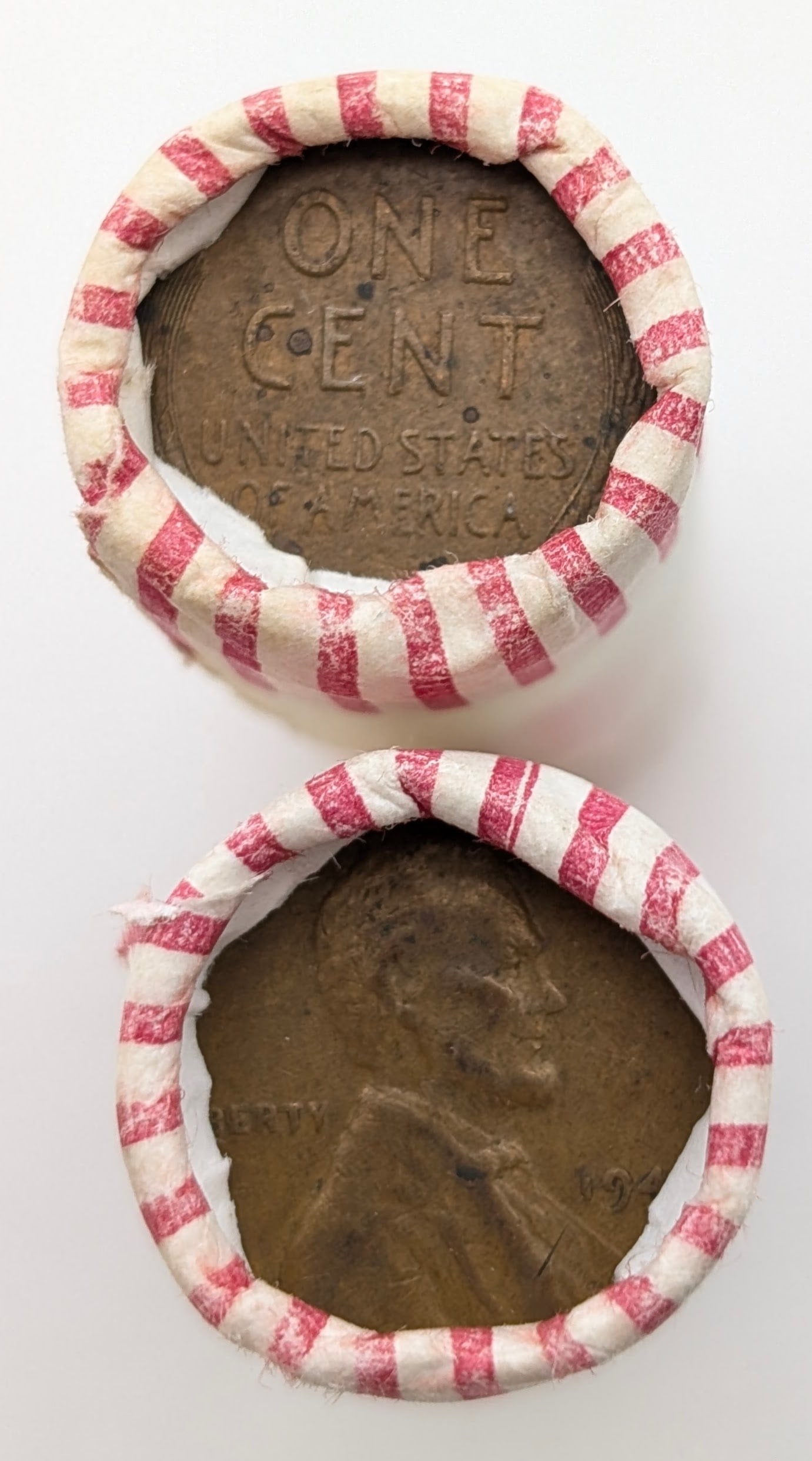 Lot of 2 Original Bank Rolls of 50 (each) Wheat Cents - 1940s-1950s - 3