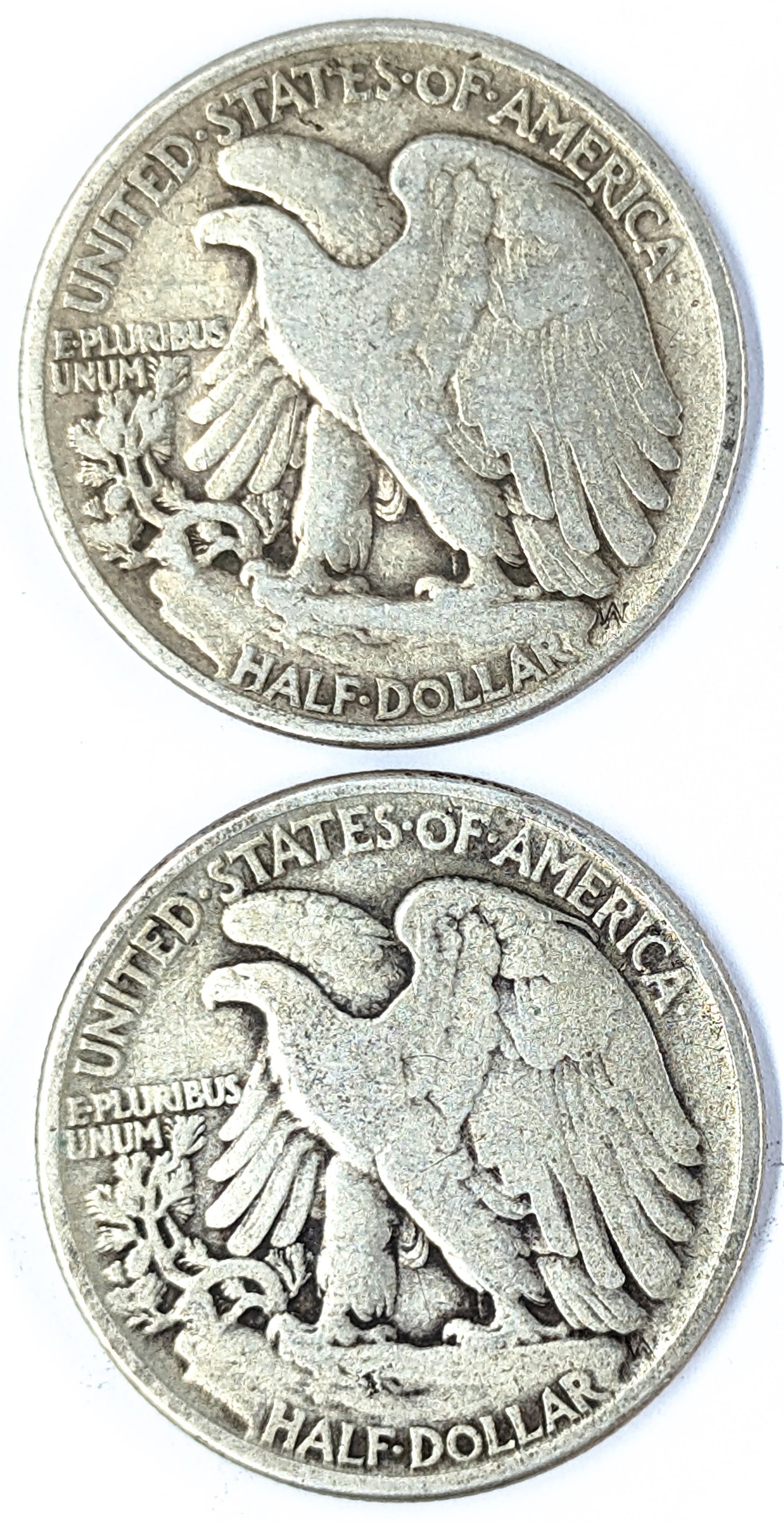 Lot of 2 Silver Walking Liberty Half Dollars - 1943, 1945 - 2