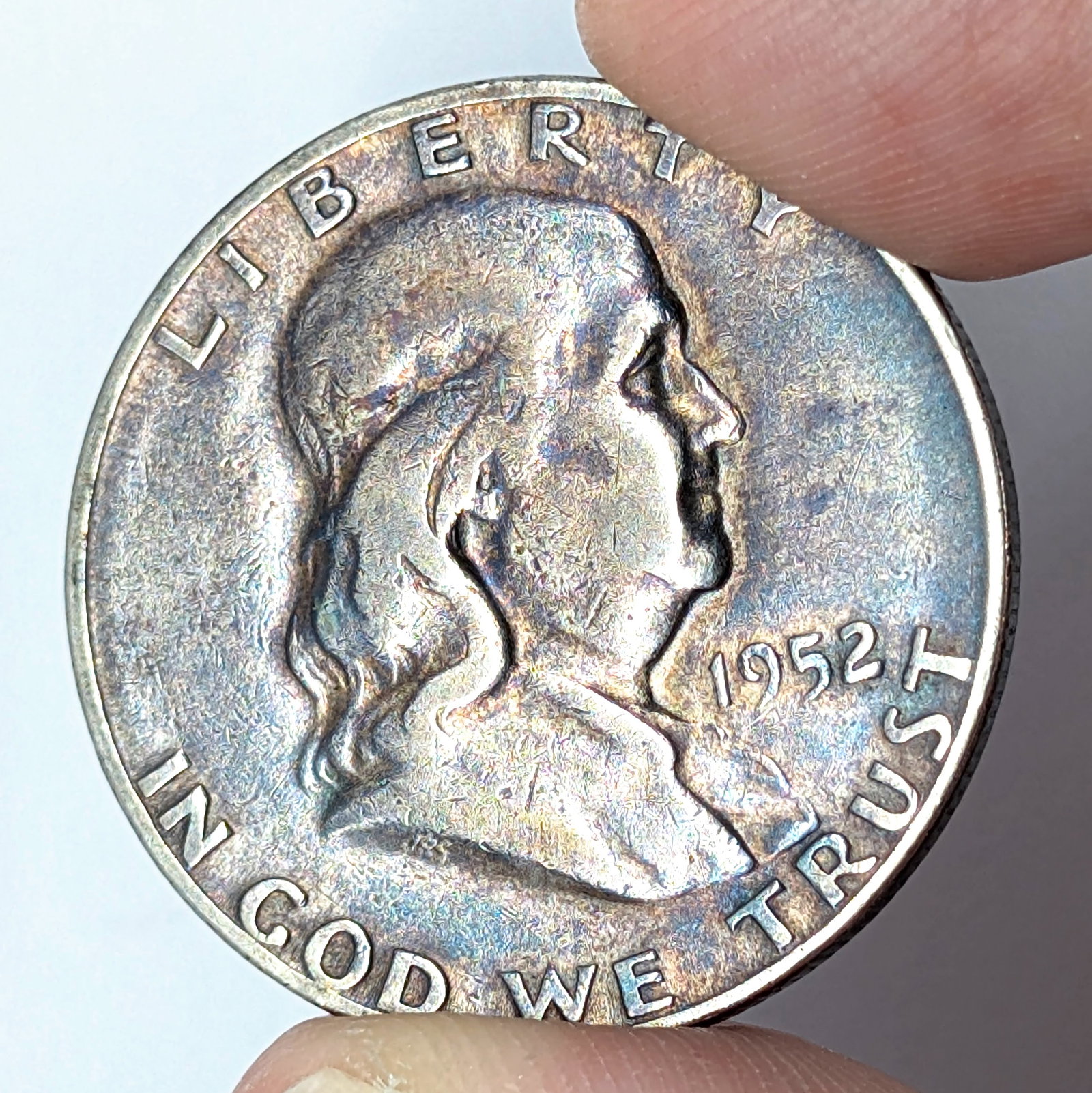 1952-S Silver Franklin Half Dollar - Toned - Semi-key Date (1 of 3)