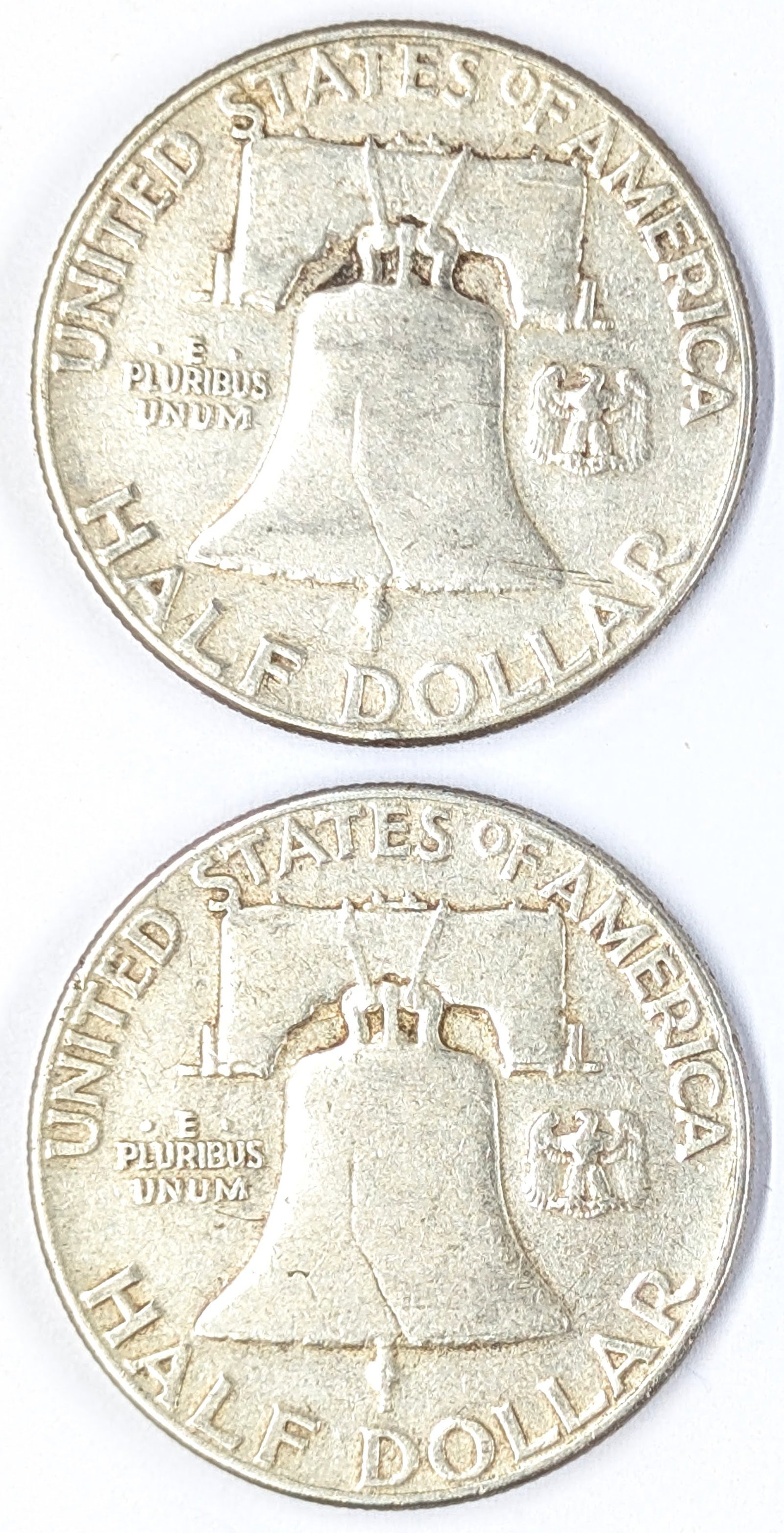 Lot of 2 Silver Franklin Half Dollars- Both 1954 - 2