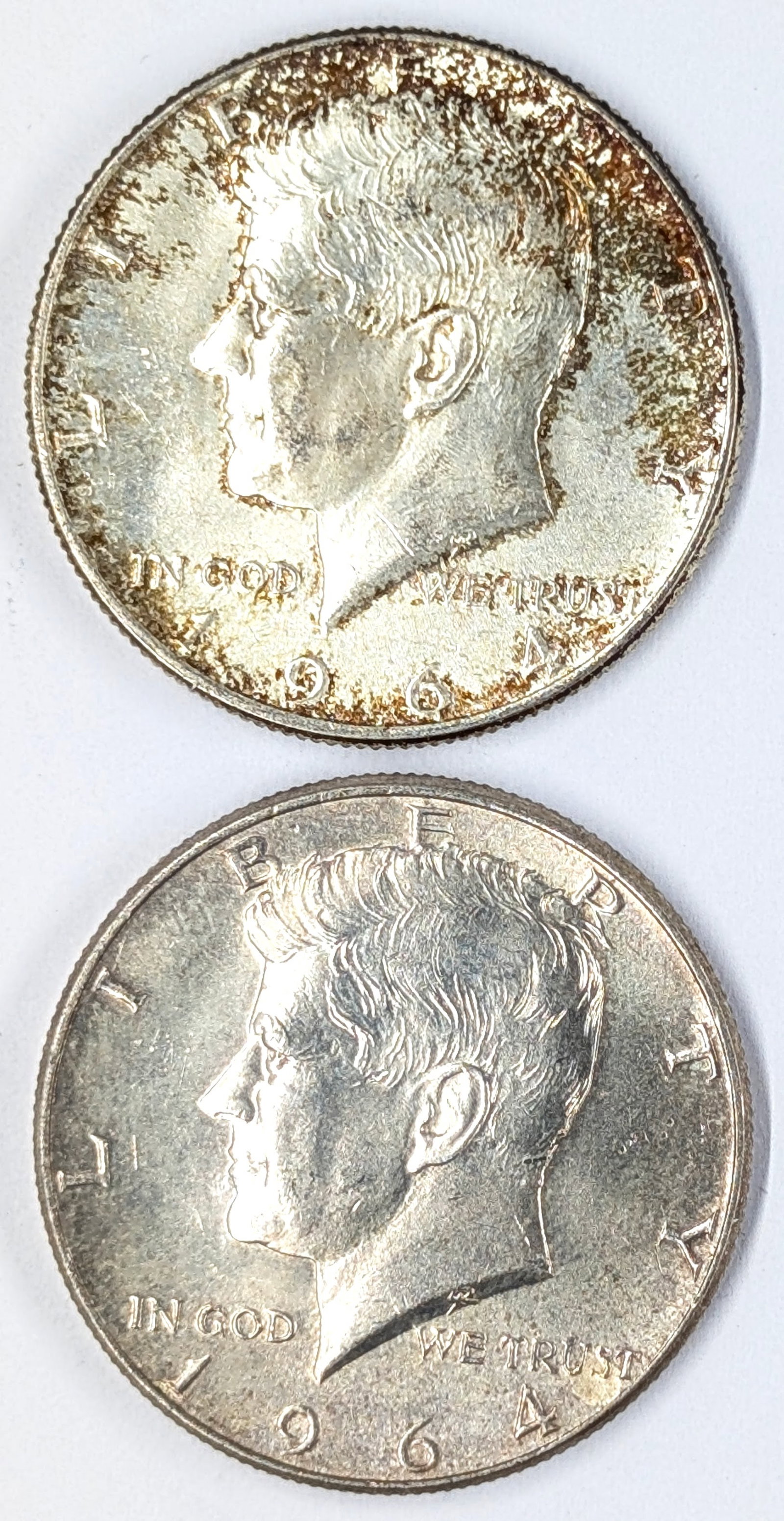 Lot of 2 Silver 1964 John F Kennedy Half Dollars: Silver