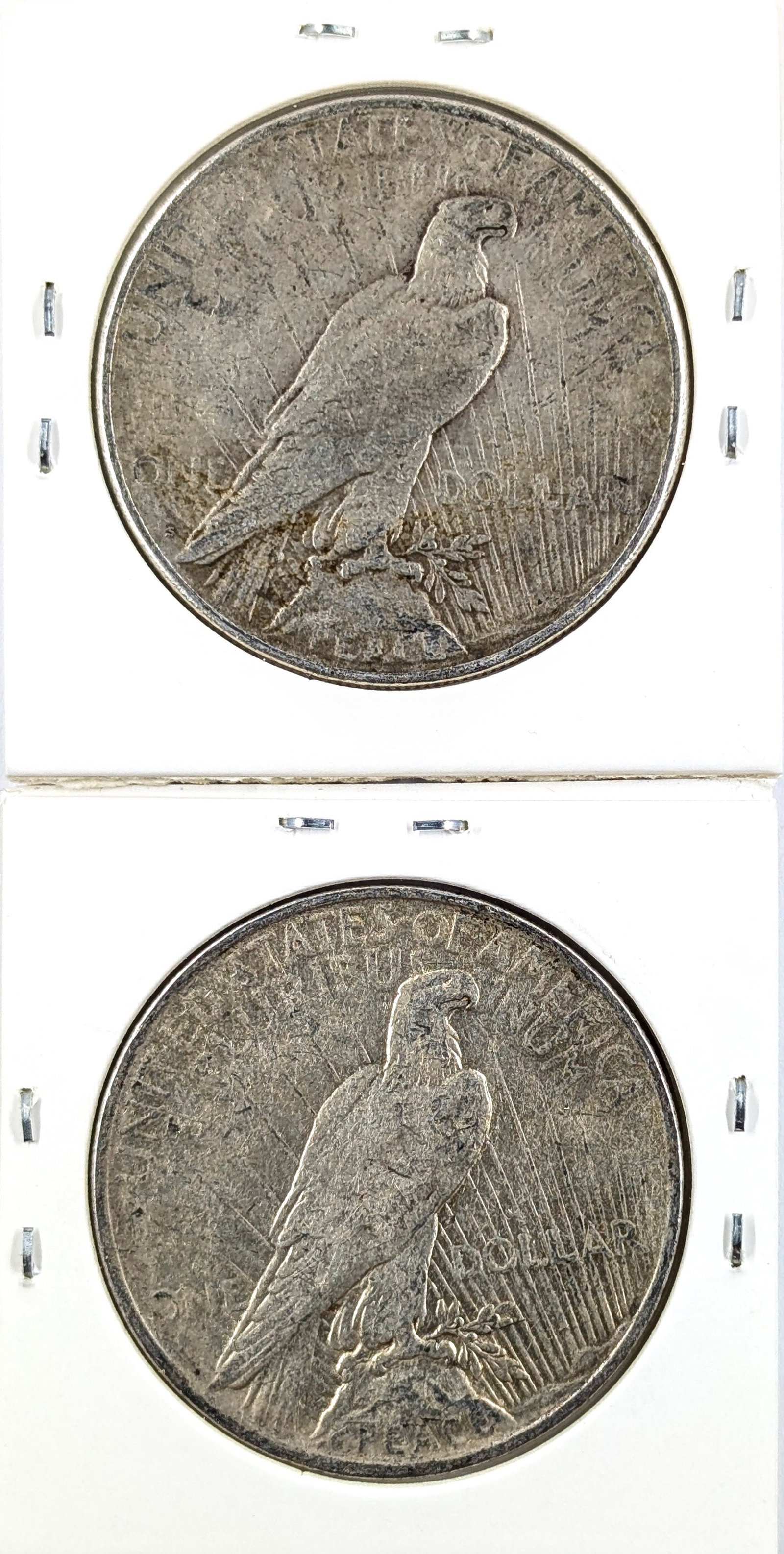 Lot of 2 Silver Peace Dollars- 1923 S/P - 2