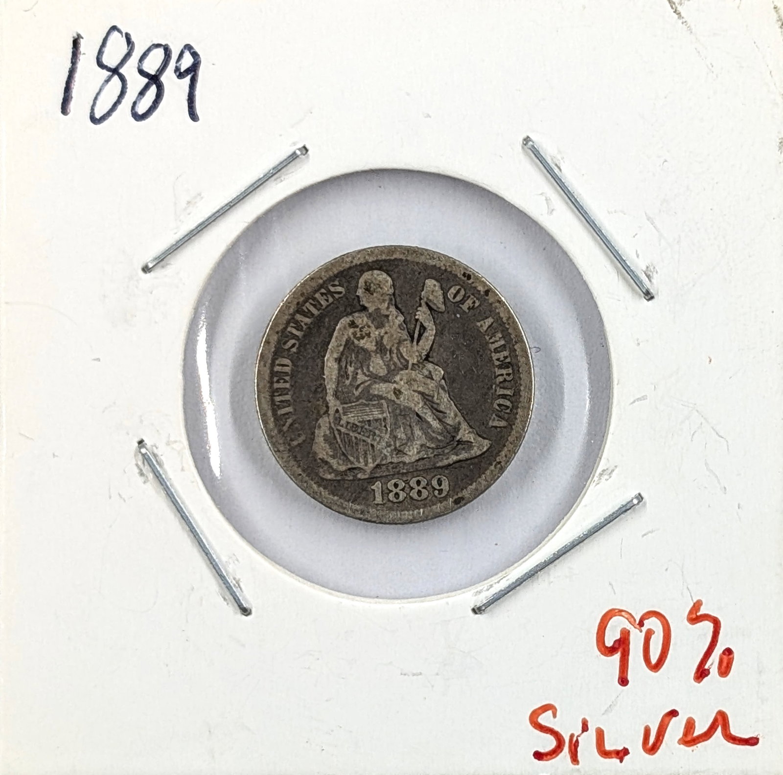 1889 Silver Seated Liberty Dime: Silver