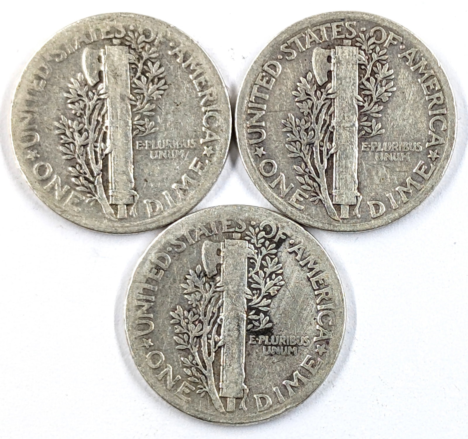 Lot of 3 Silver Mercury Dimes- All 1934 - 2