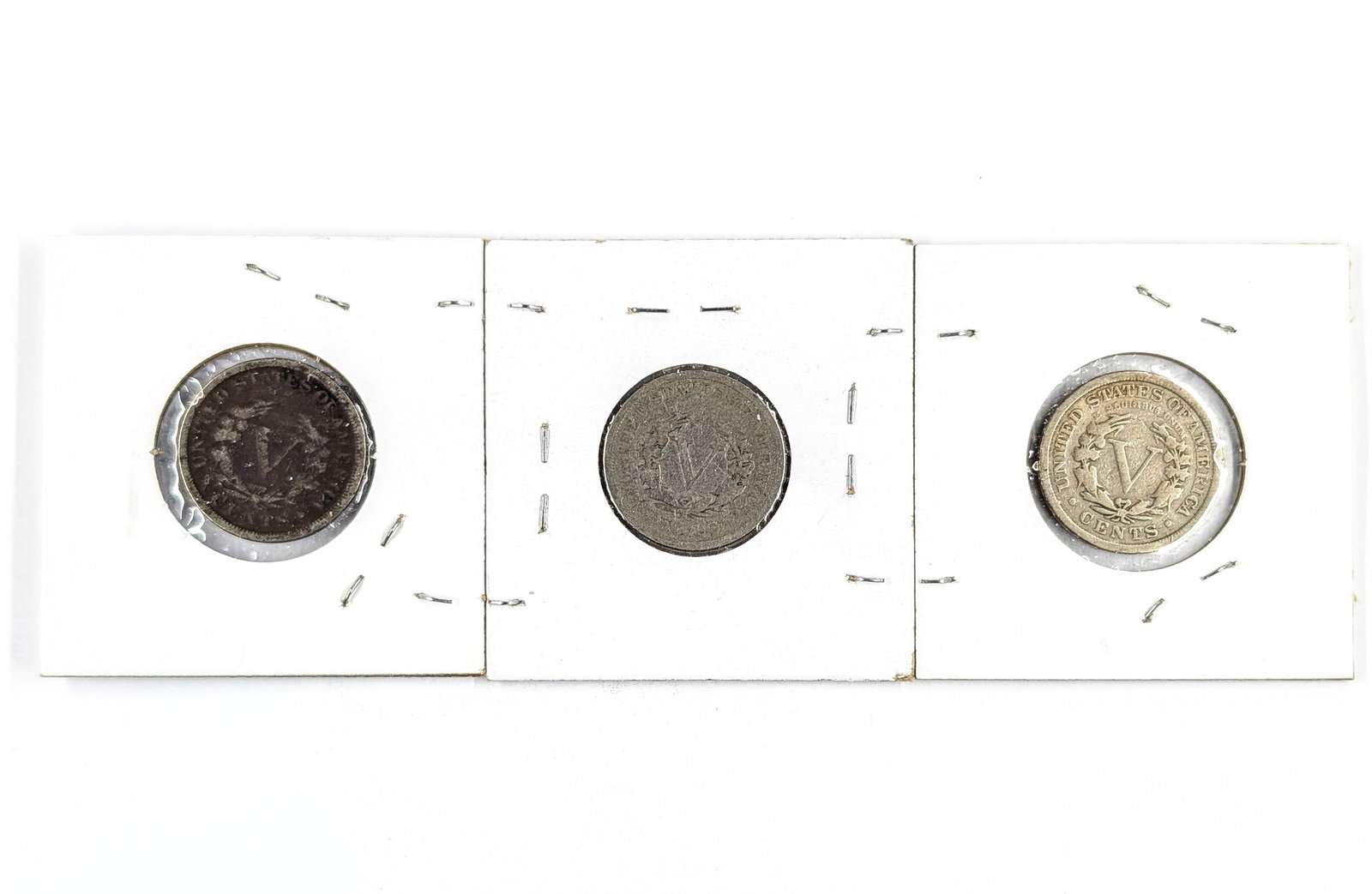 Lot of 3 Liberty V Nickels- 1892, 1910, 1911 - 2