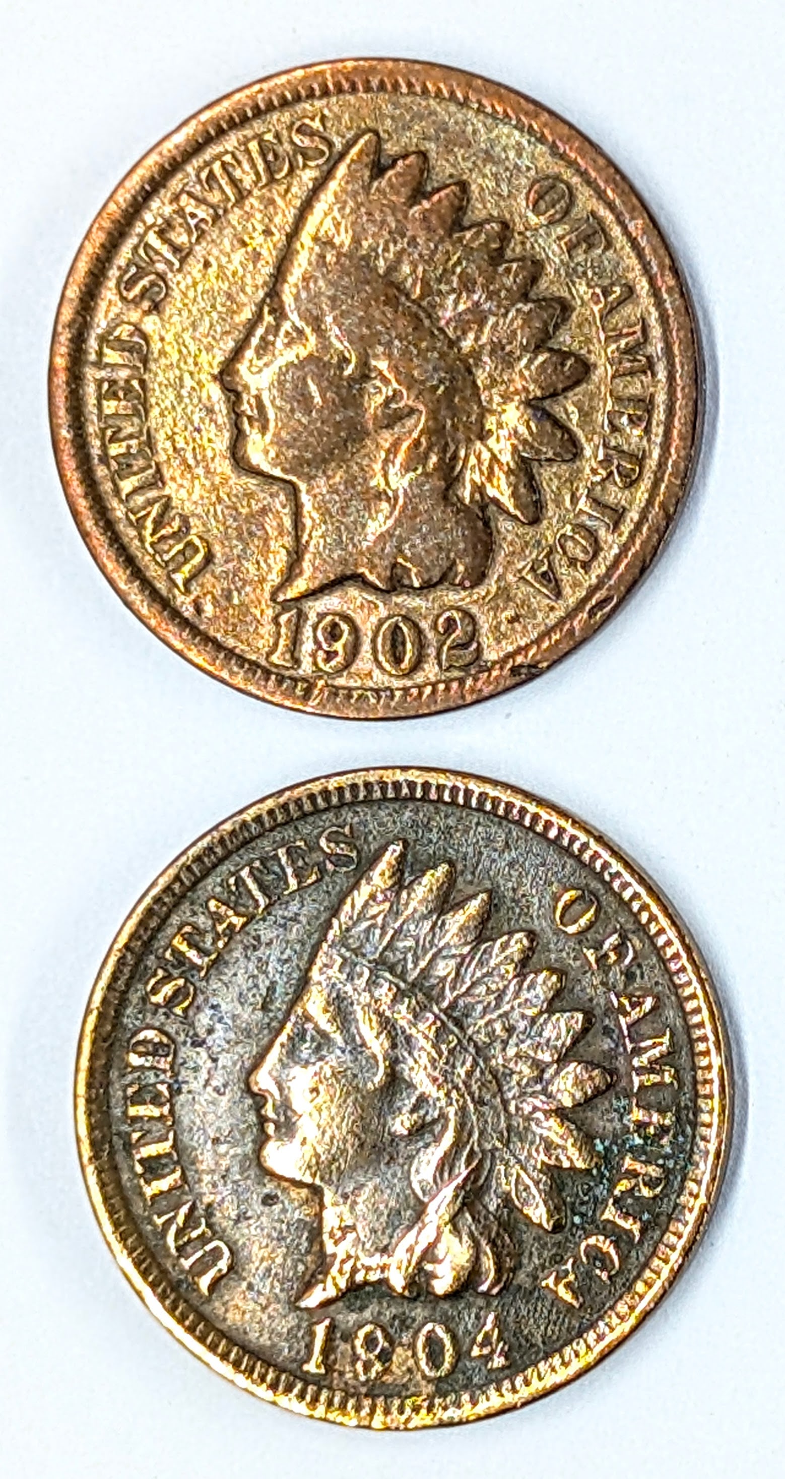 Lot of 2 Indian Head Cents- 1902, 1904 (1 of 2)