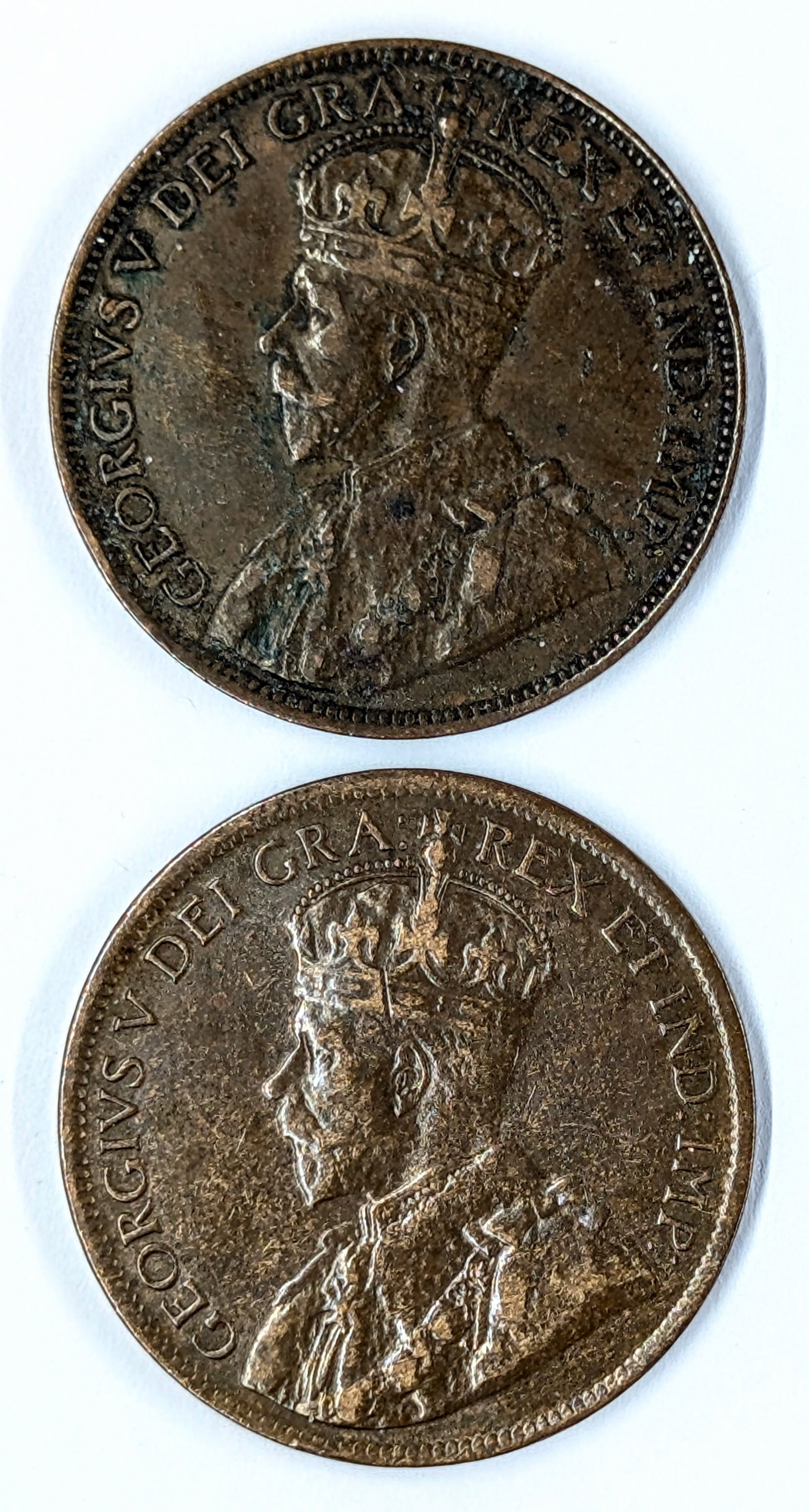 Lot of 2 Canadian Large Cents- 1918, 1919 - 2